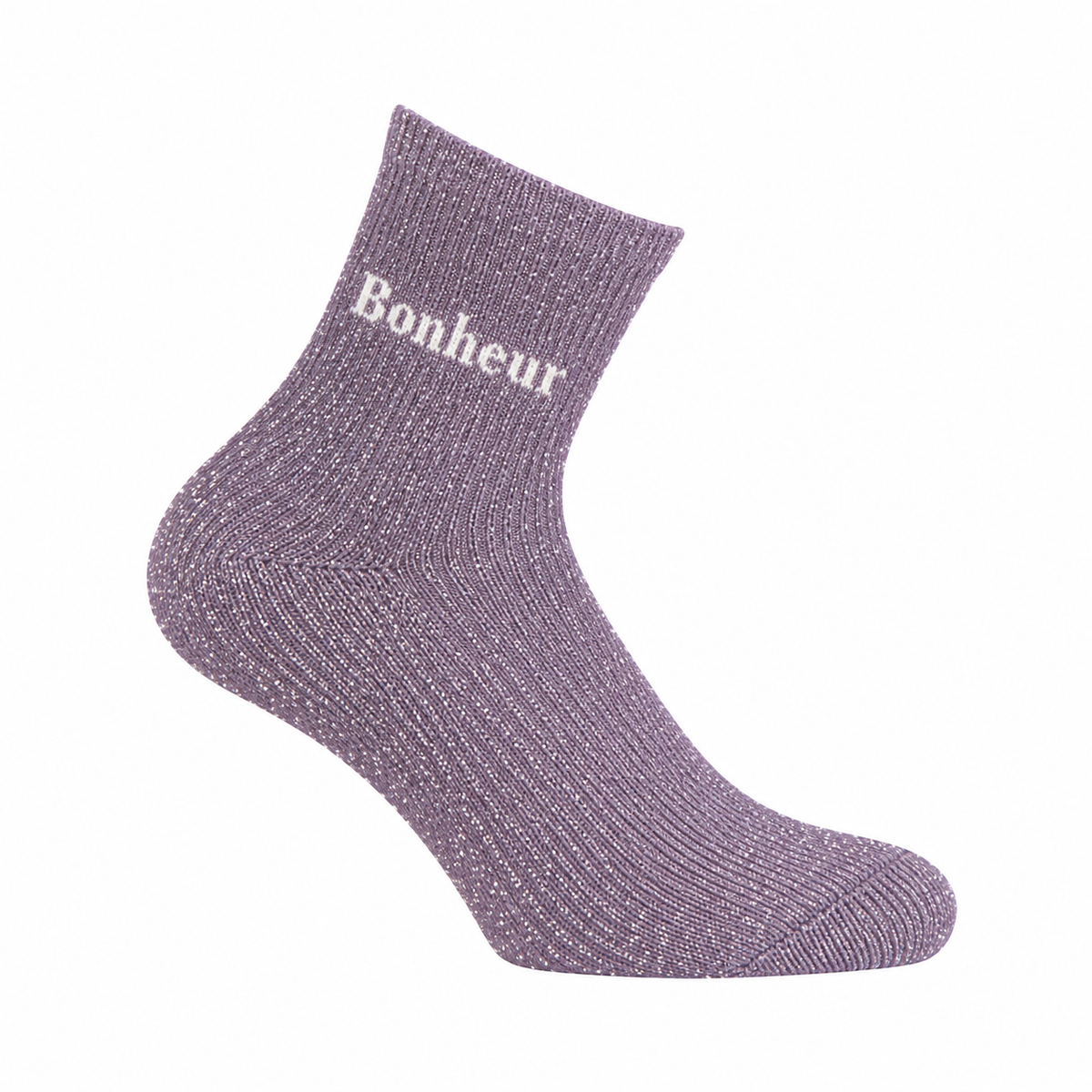 Paire de chaussettes fond lurex côtelées avec message Twinday – 37/41 - Violet
