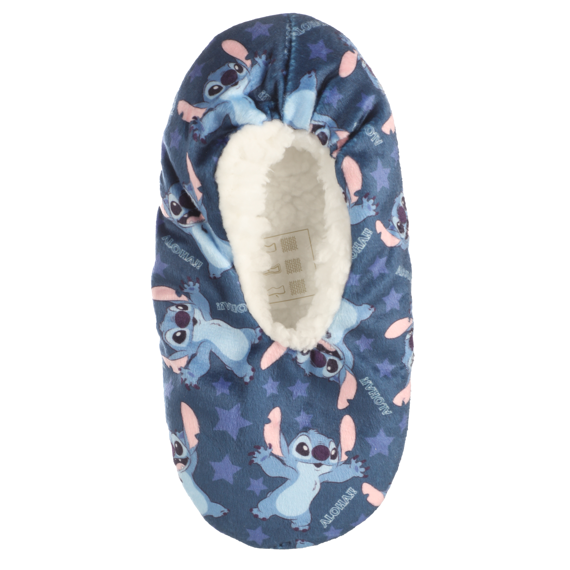 Chaussons Stitch fourrés sherpa 27/35 - Bleu