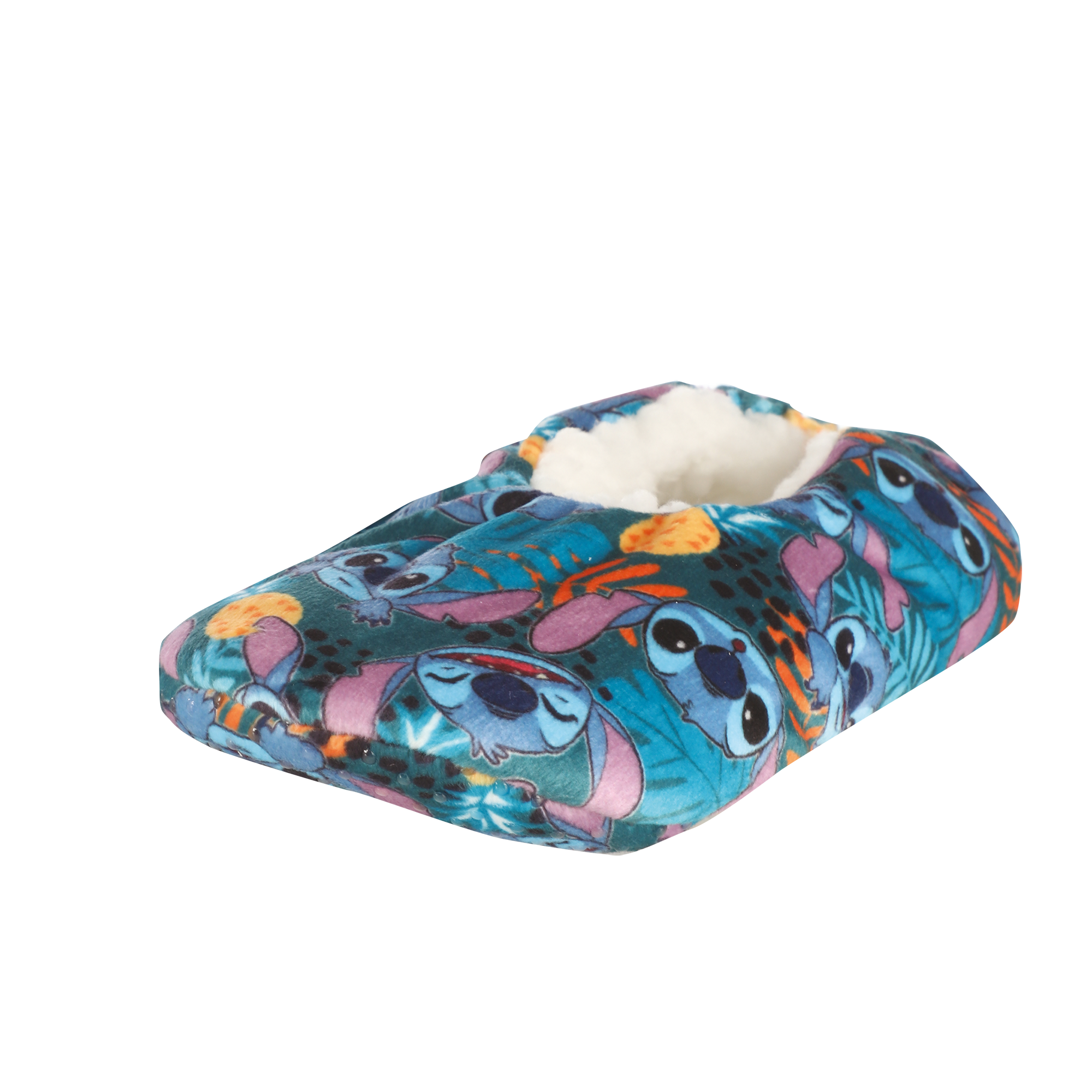 Chaussons Stitch fourrés sherpa 27/35 - Bleu