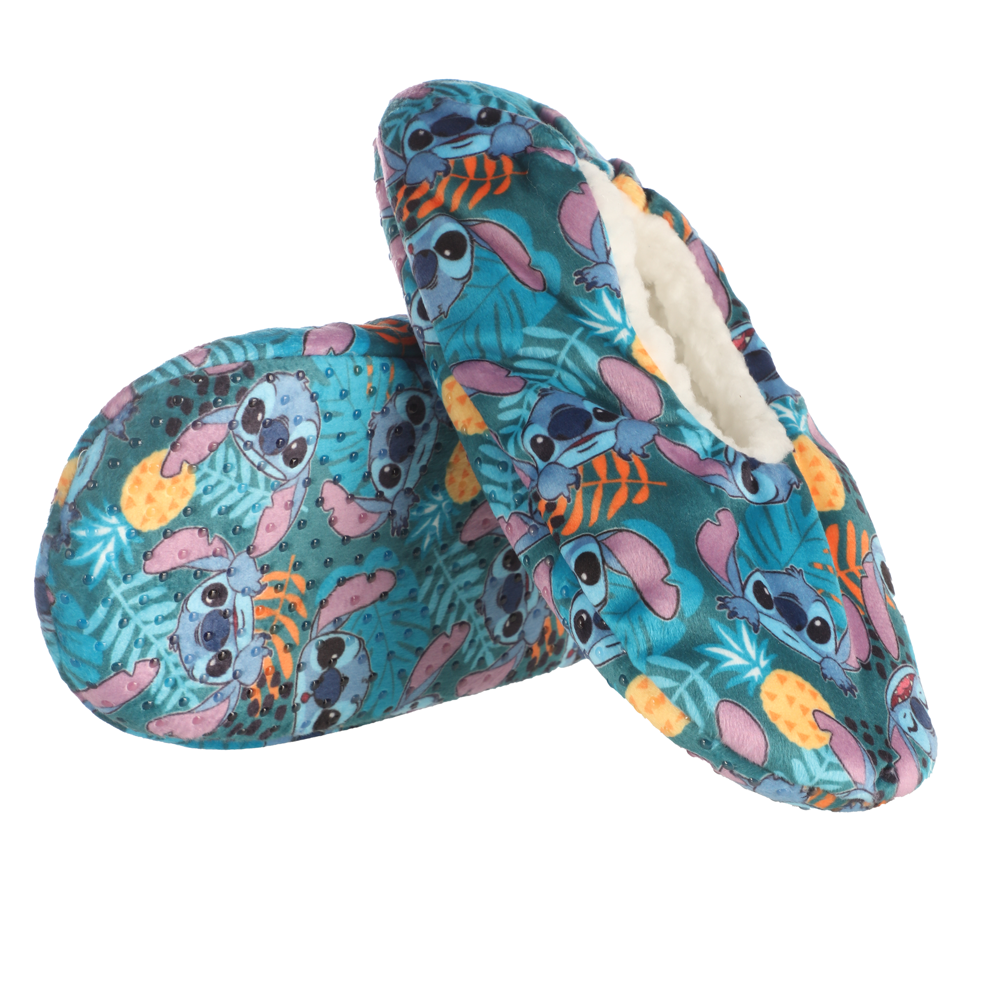 Chaussons Stitch fourrés sherpa 27/35 - Bleu