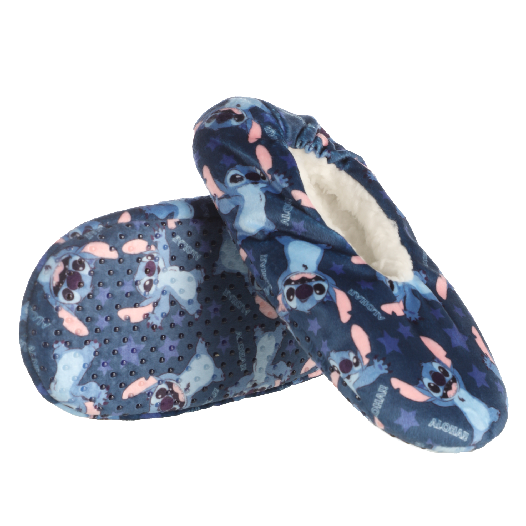 Chaussons Stitch fourrés sherpa 27/35 - Bleu foncé