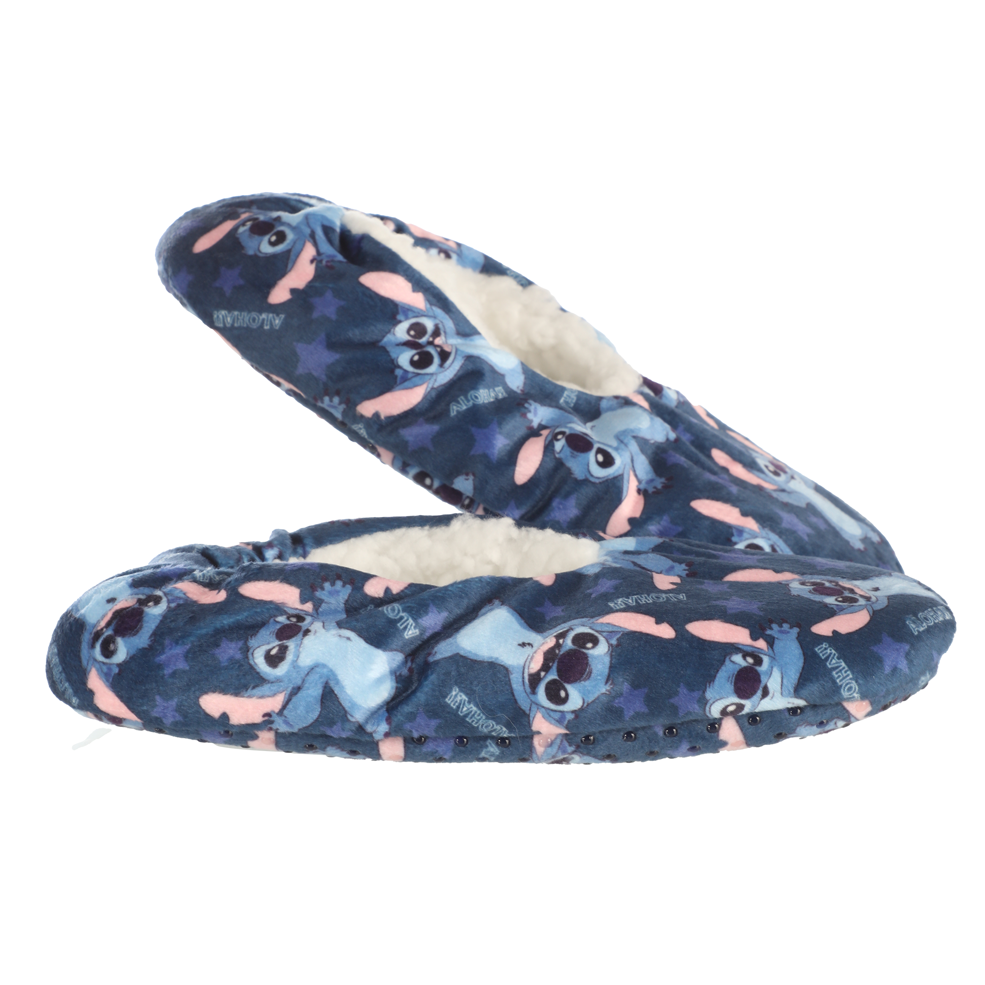 Chaussons Stitch fourrés sherpa 27/35 - Bleu foncé
