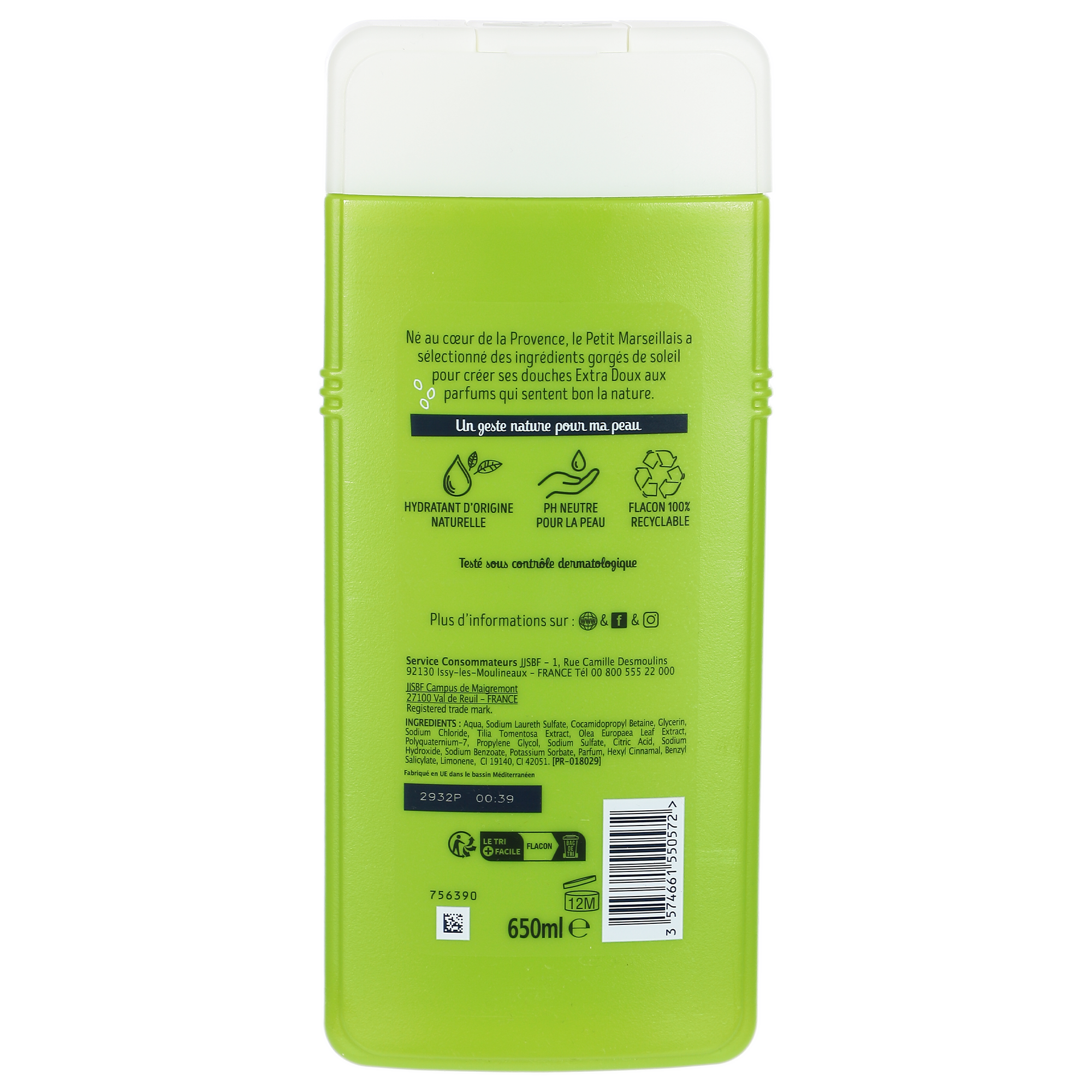 Gel douche feuille d'olivier et tilleul bio