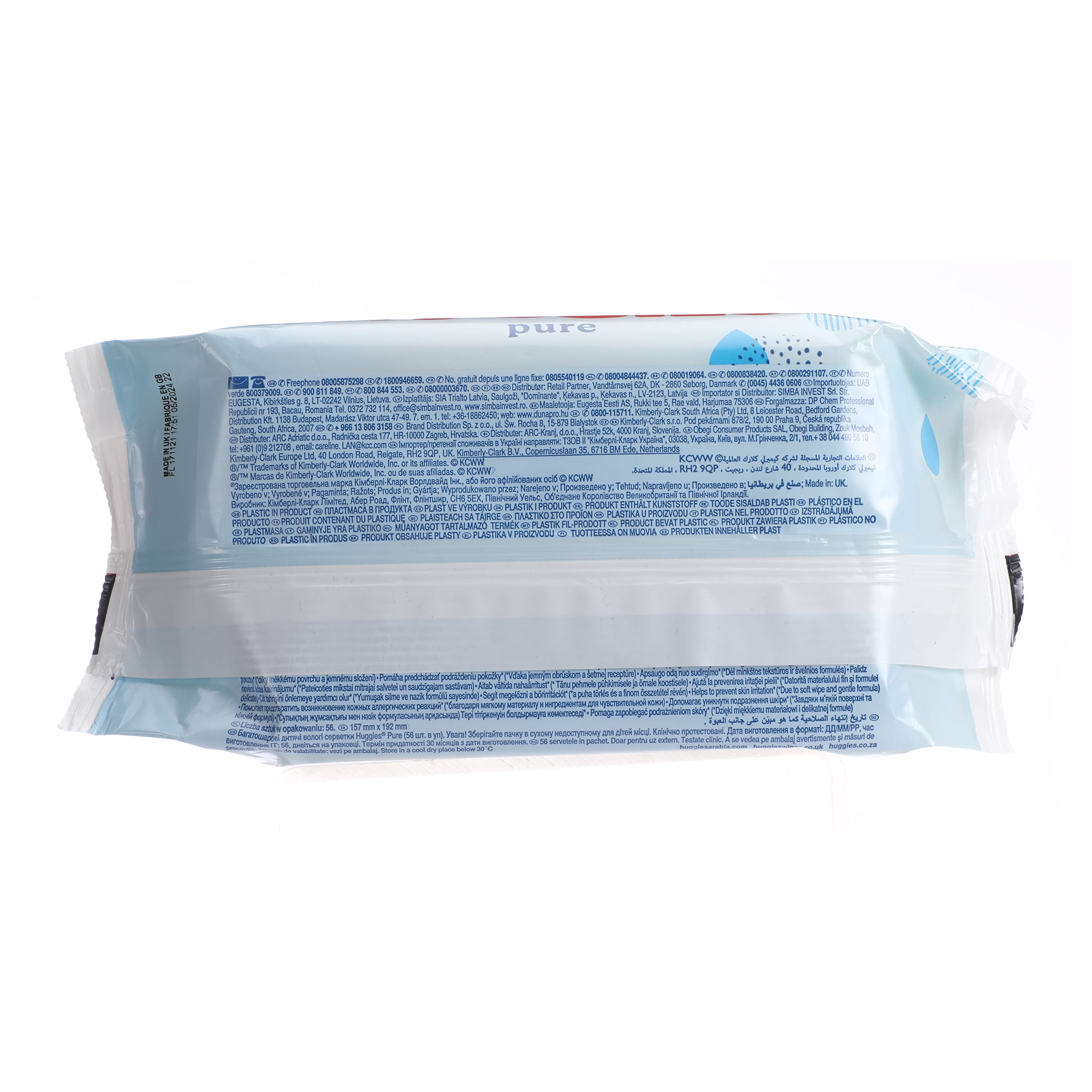 56 lingettes bébé pure