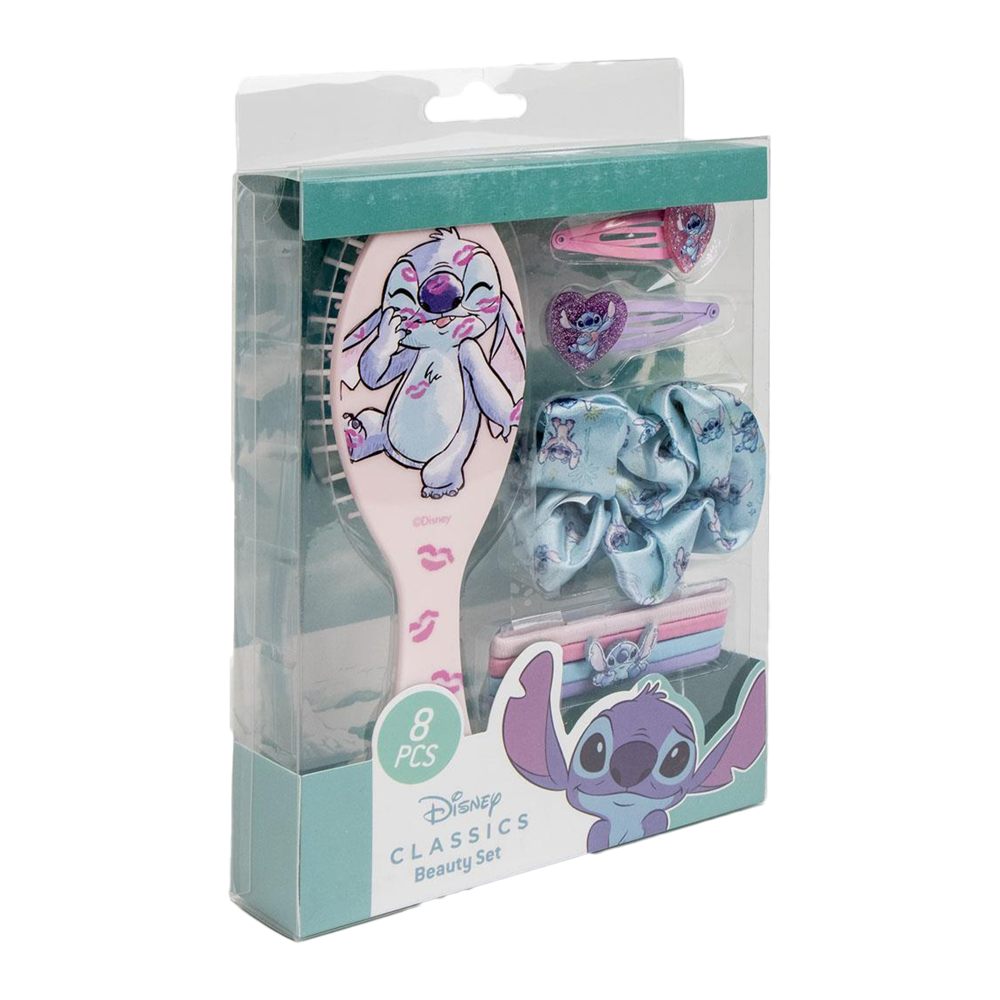 Coffret brosse à cheveux, élastique, barrettes et chouchou