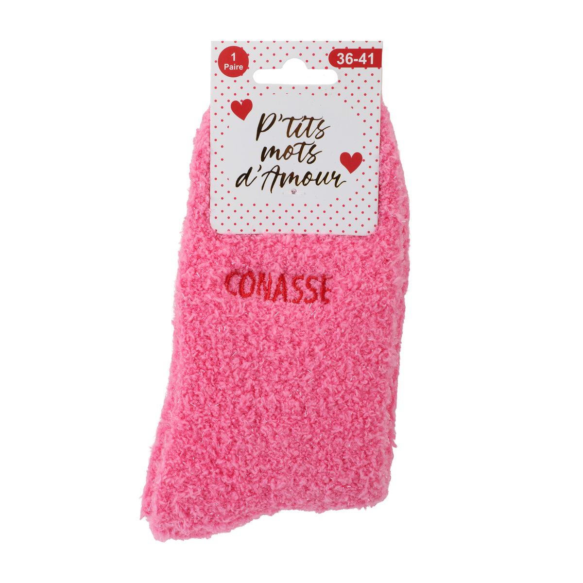 Paire de chaussettes chenille antidérapantes avec message – 36/41 - Rose