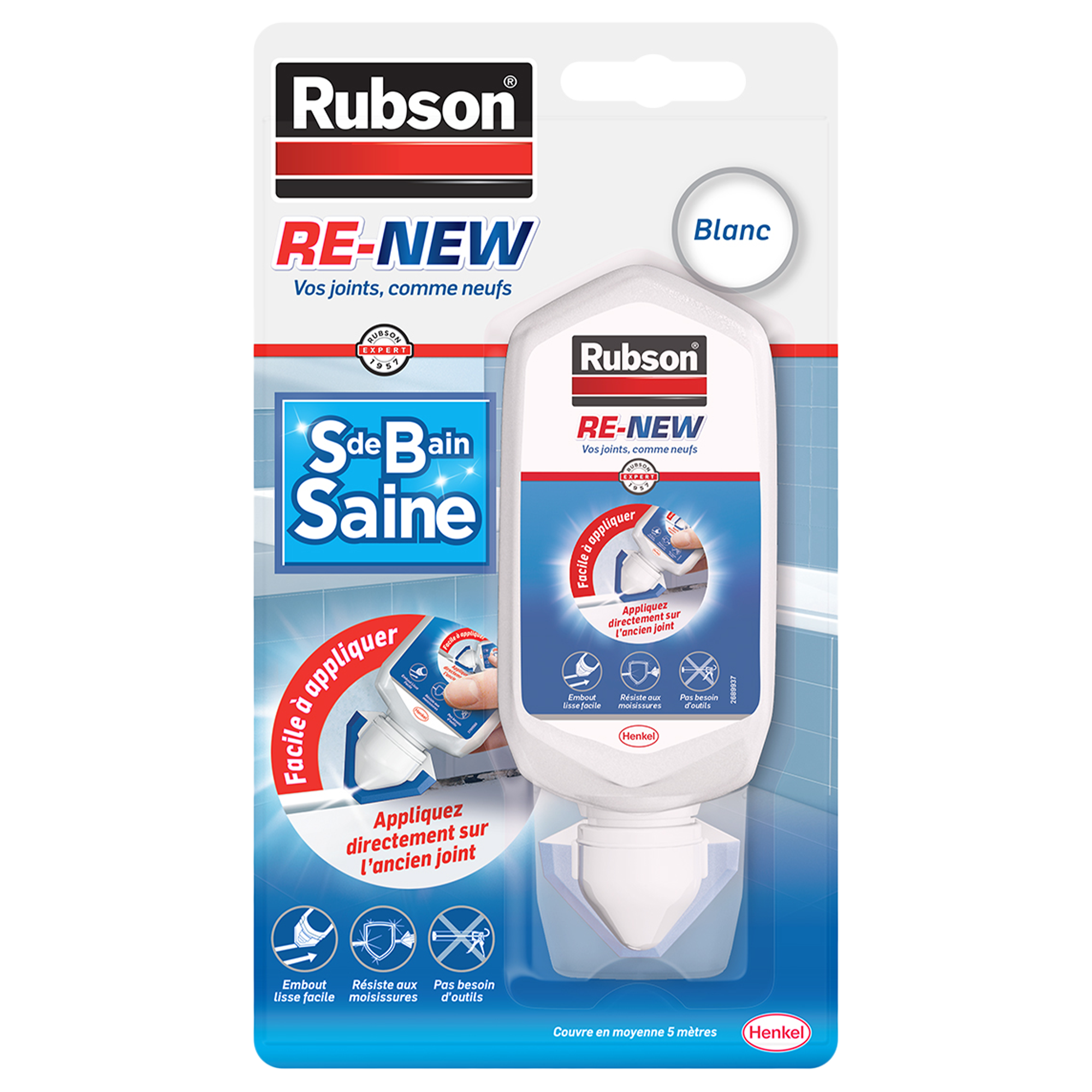 Mastic SDB Saine RE-NEW Tube Blanc 5m de joint