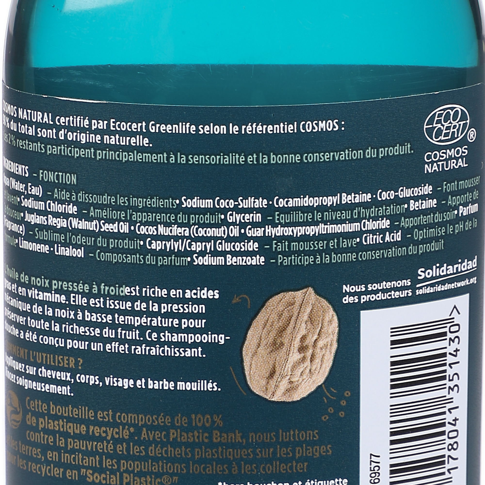 SHAMPOING DOUCHE 4 EN 1 A LA NOIX CHEVEUX VISAGE BARBE ET CORPS