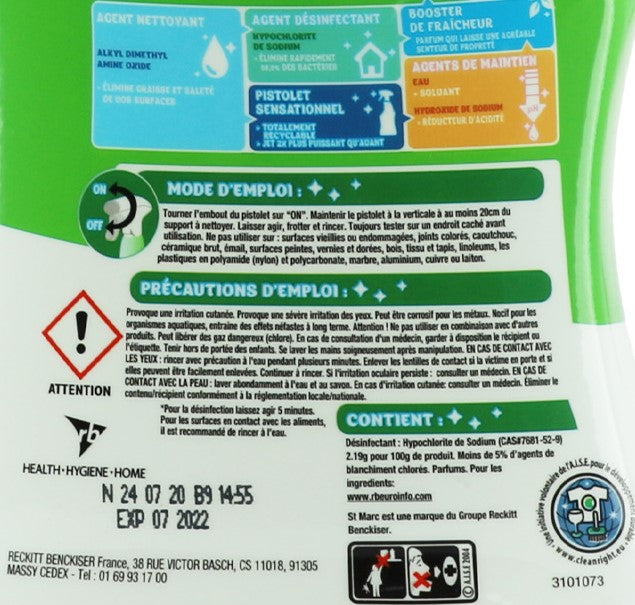Pistolet nettoyant multi-usages à la javel