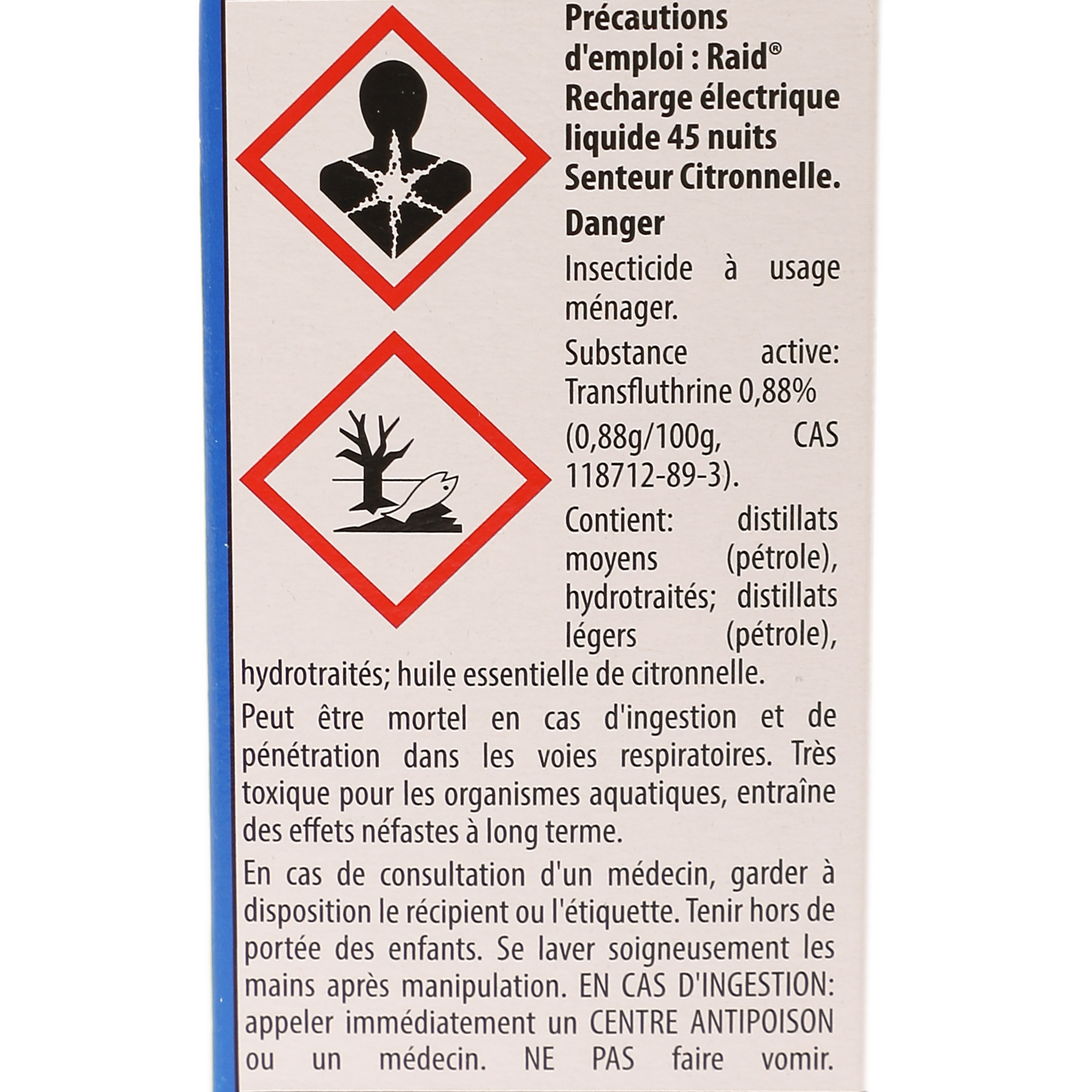 Recharge diffuseur électrique liquide senteur citronnelle