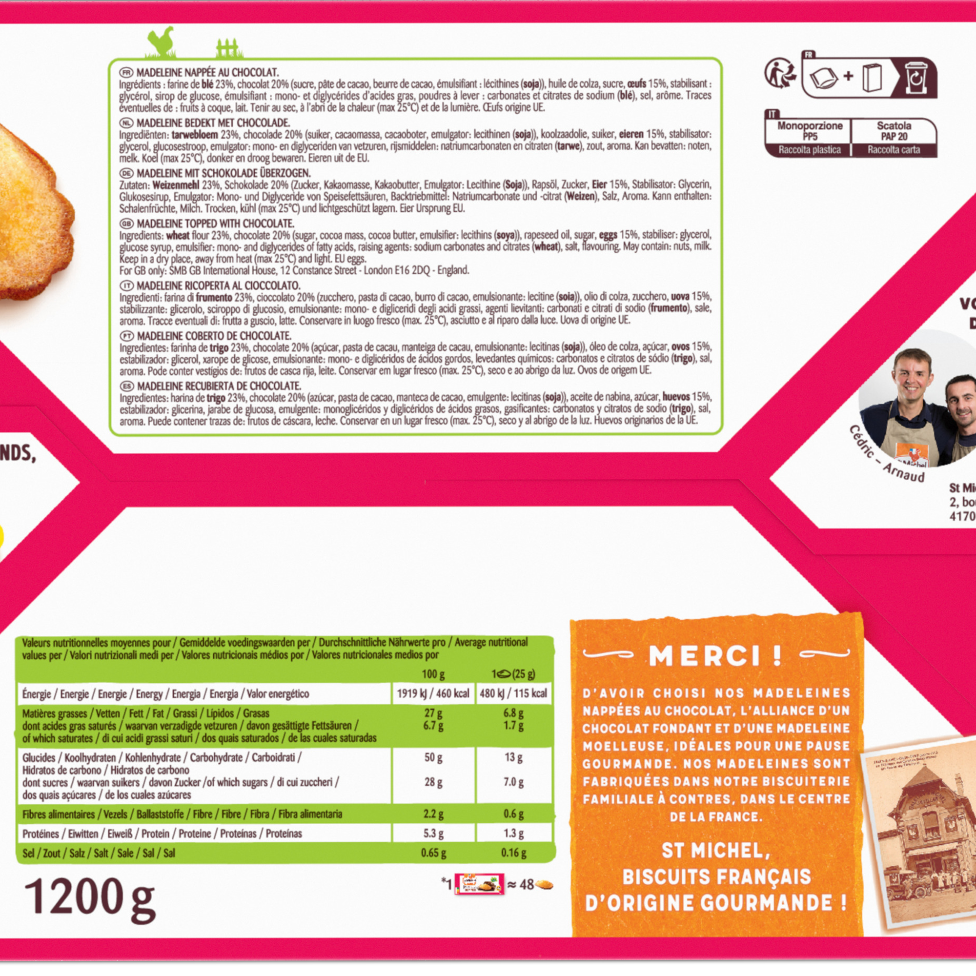 48 madeleines nappées chocolat