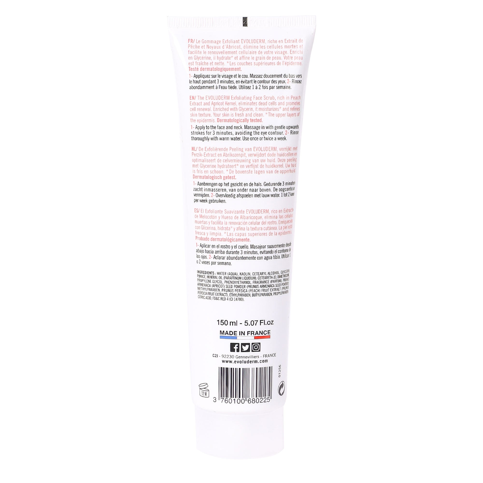 Gommage visage exfoliant pêche