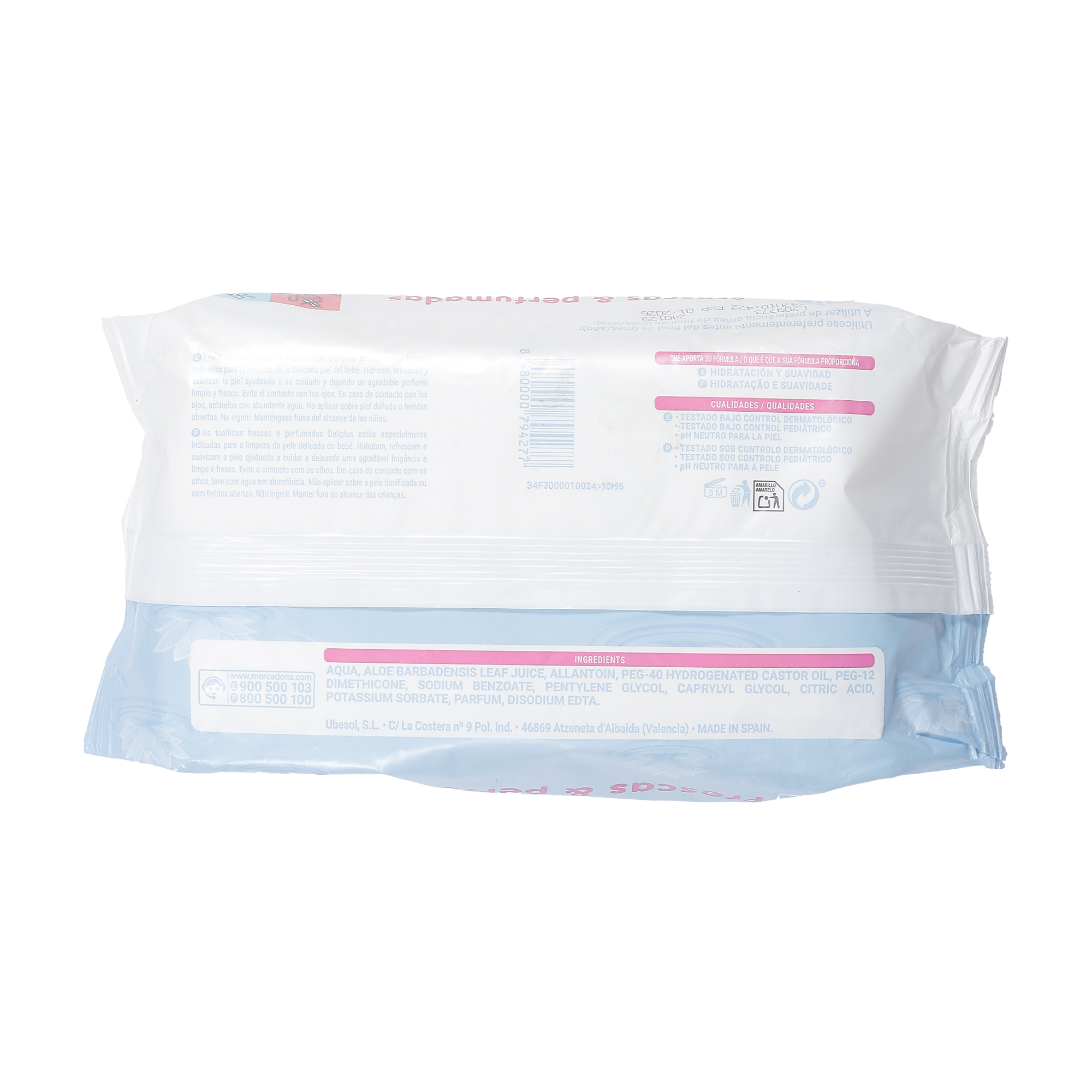 80 lingettes bébé aloe vera