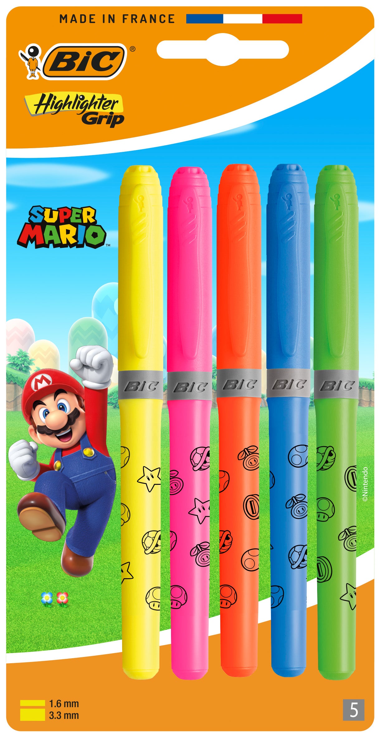Lot de 5 surligneurs Super Mario BIC