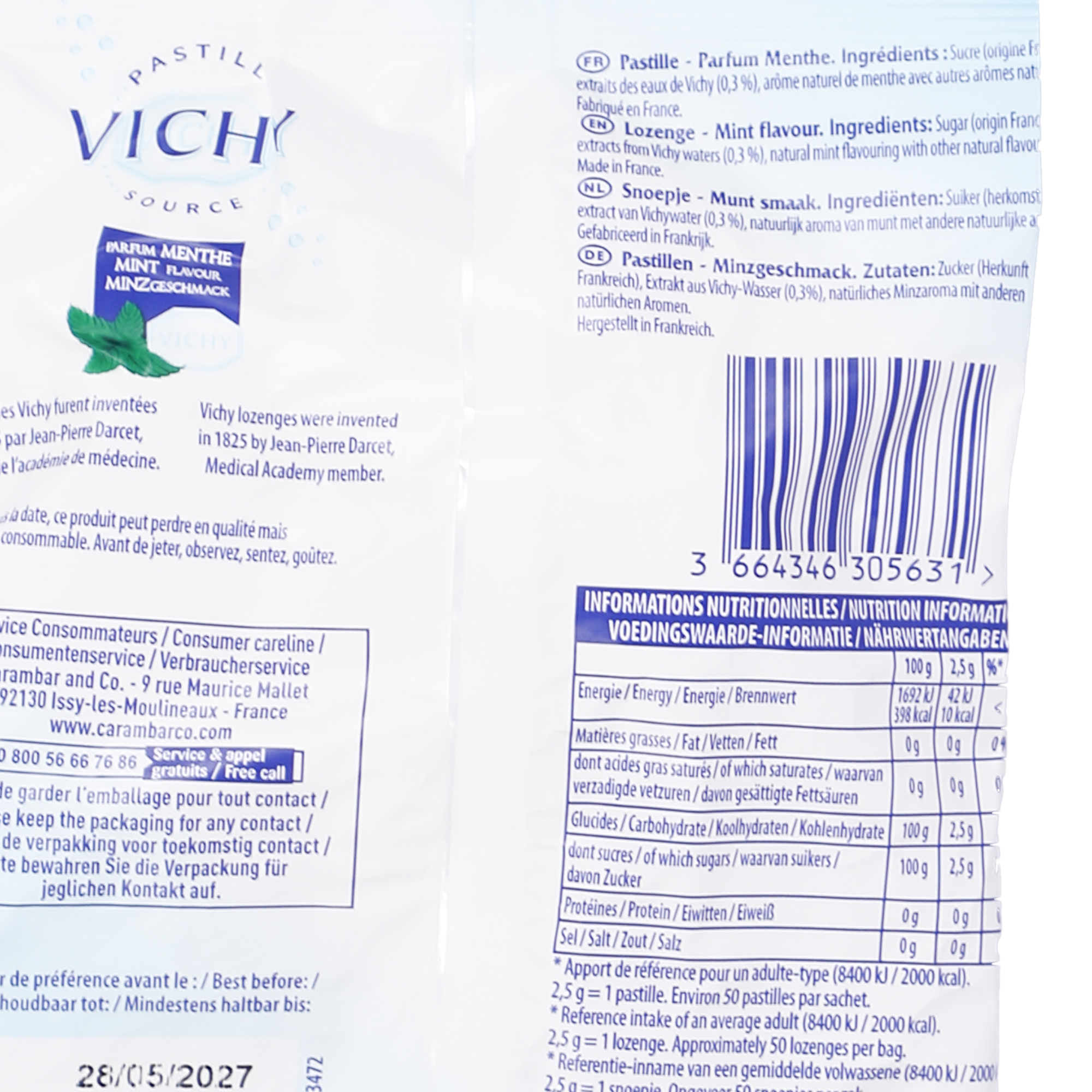 Sachet Vichy pastille à la menthe