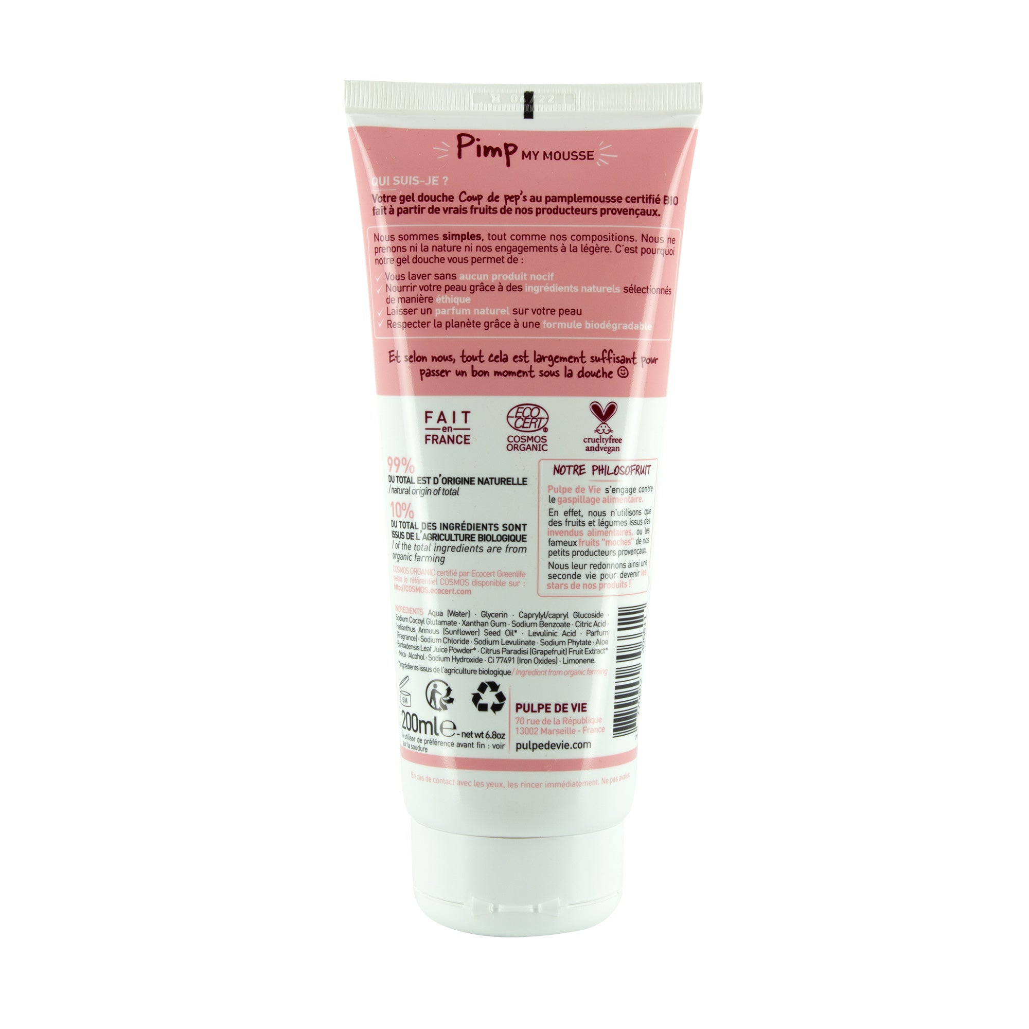 Gel douche énergisant pamplemousse bio