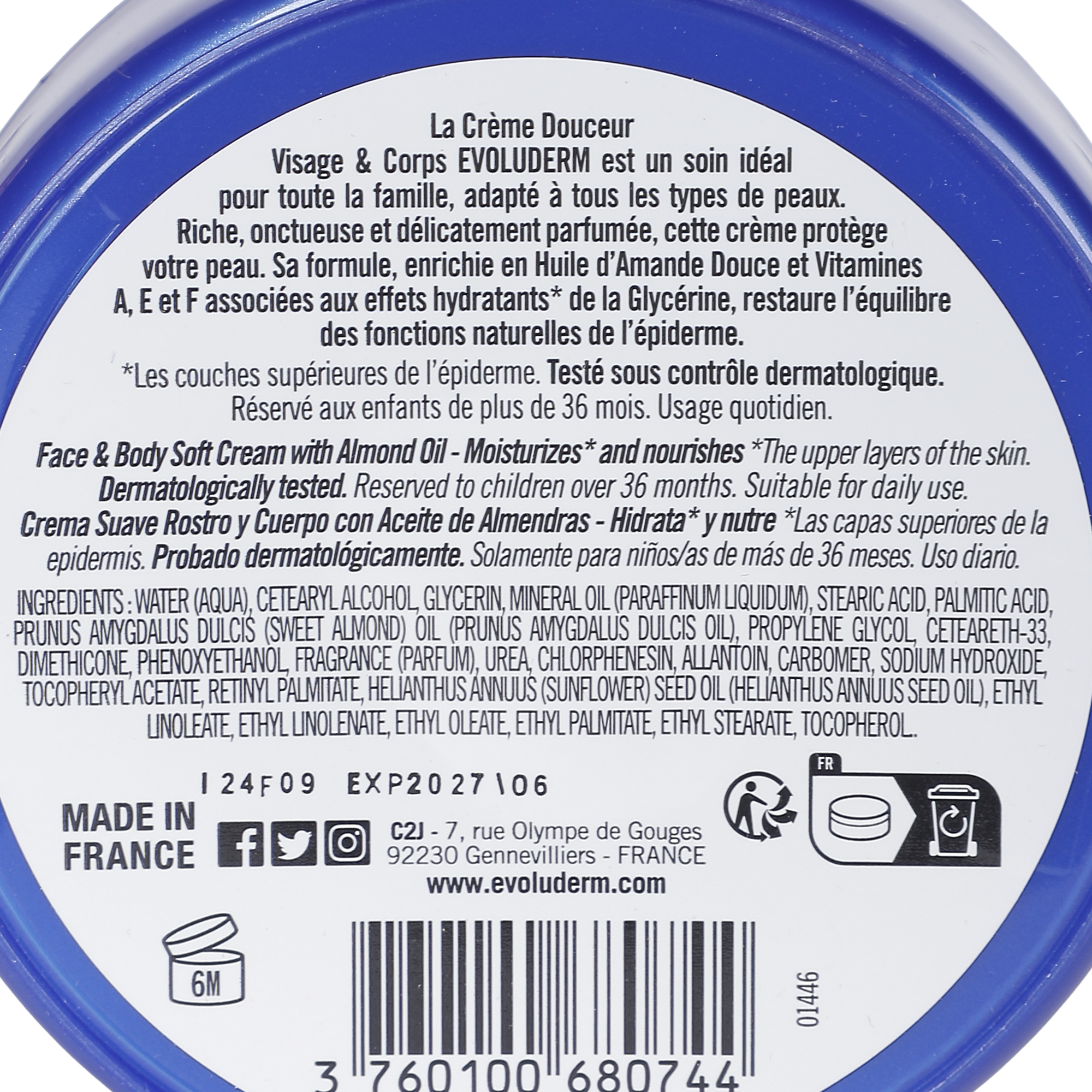 Crème visage et corps à l'amande