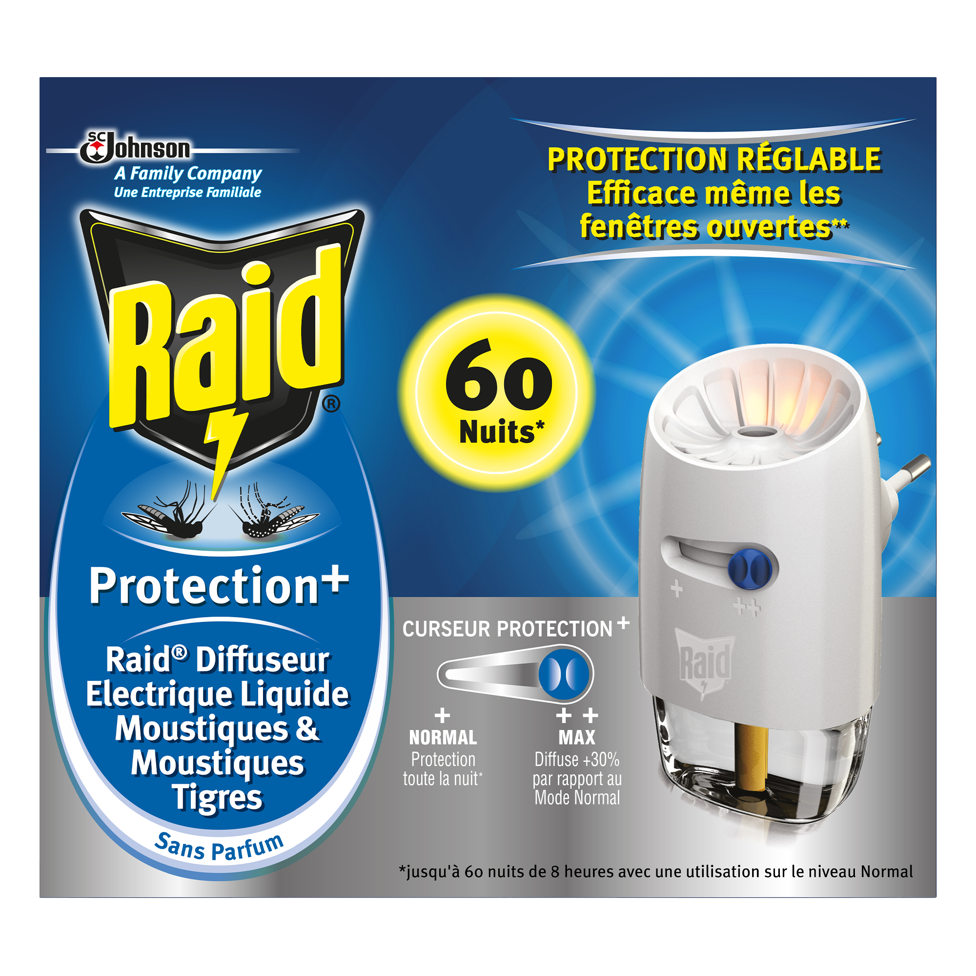 DIFFUSEUR ELECTRIQUE PROTECTION AVEC 1 RECHARGE 60 NUITS