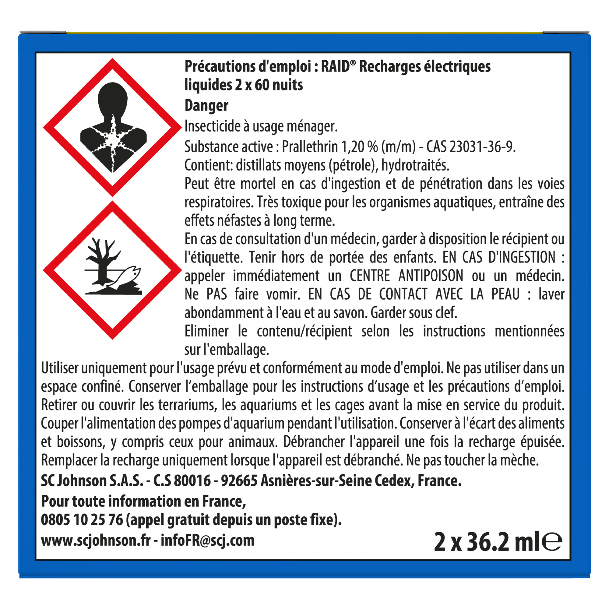 RECHARGE REPULSIF MOUSTIQUES ET MOUSTIQUES TIGRES 2 RECHARGE 60 NUITS