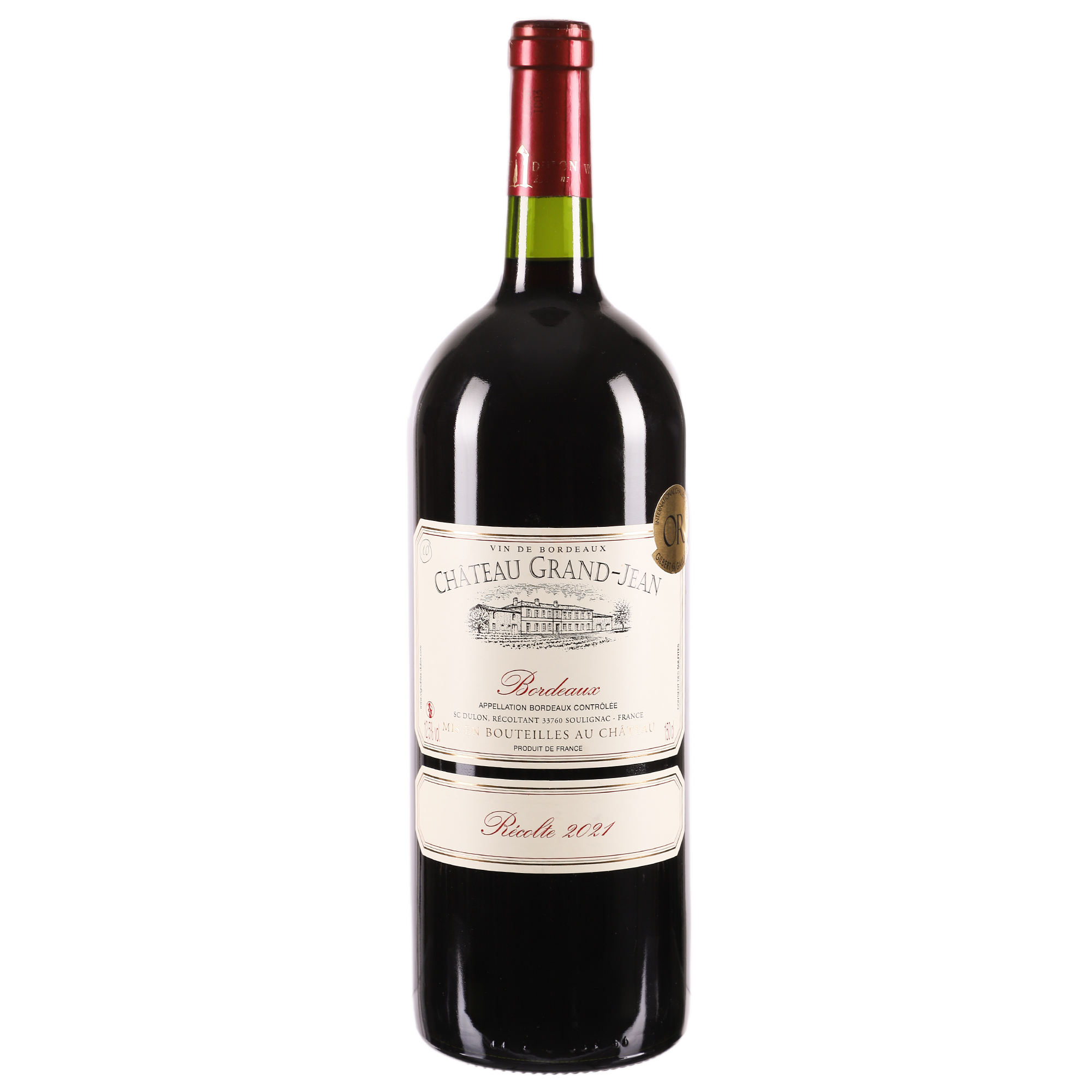 CHATEAU GRAND JEAN AOC BORDEAUX 2021 12,5% MEDAILLE D'OR