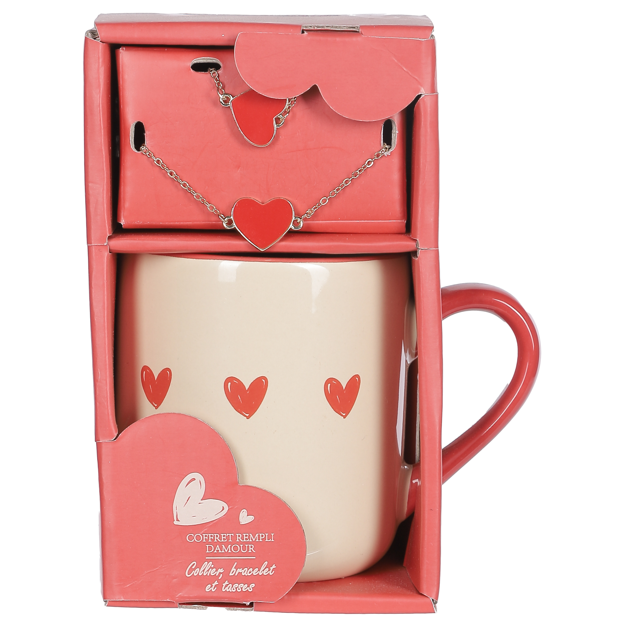 Coffret Mug, Collier et bracelet cœur