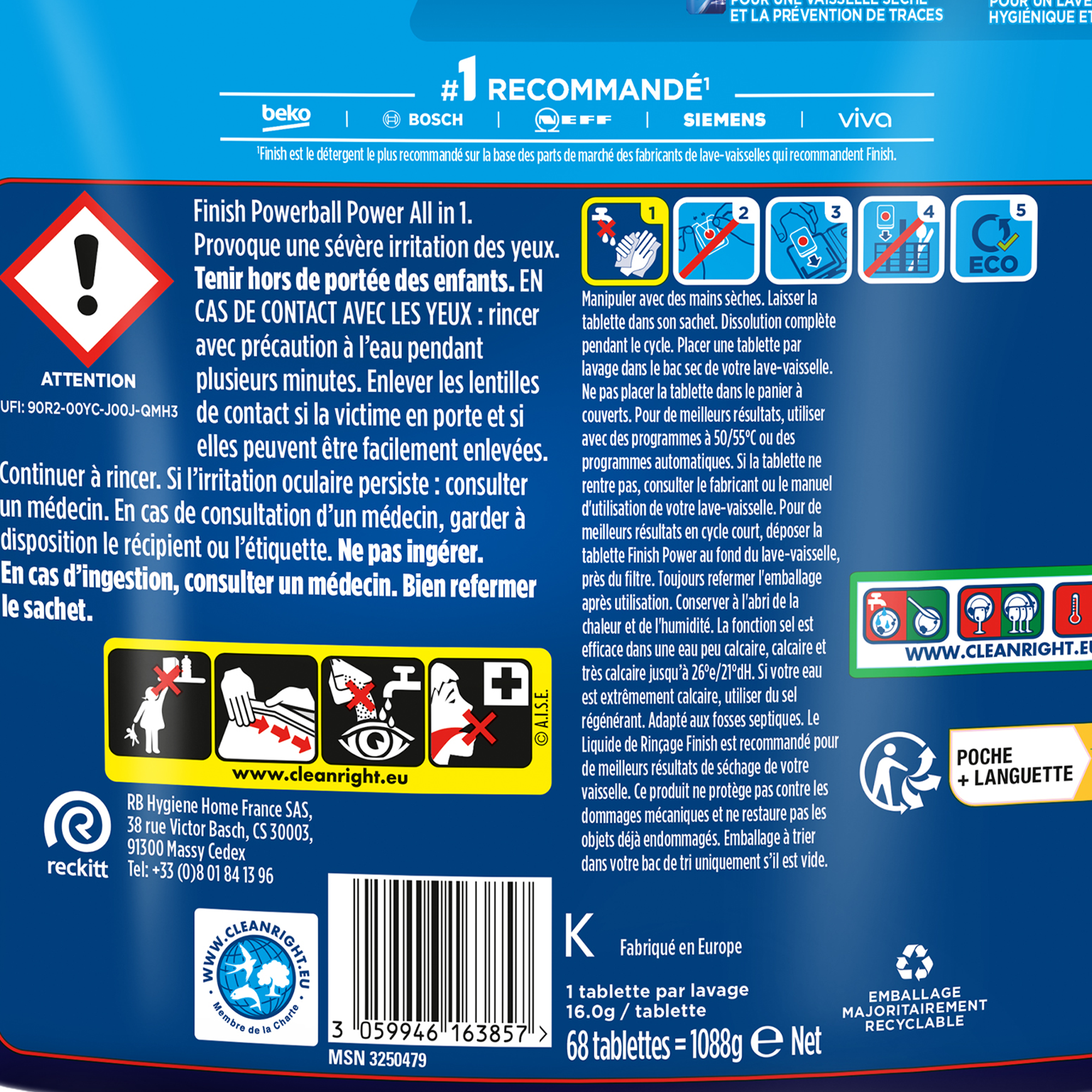 68 tablettes lave vaisselle tout en 1