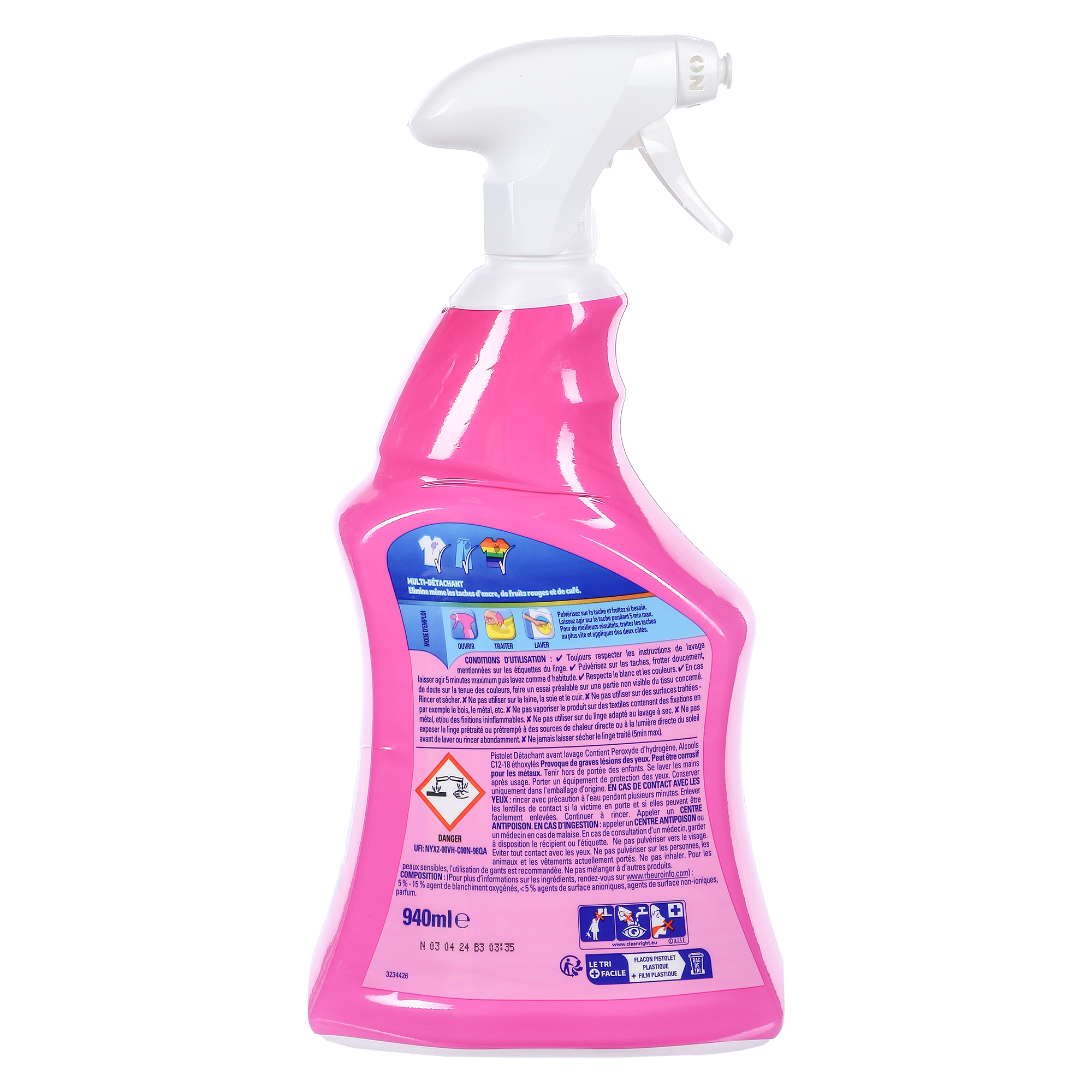 Pistolet détachant avant-lavage oxi action