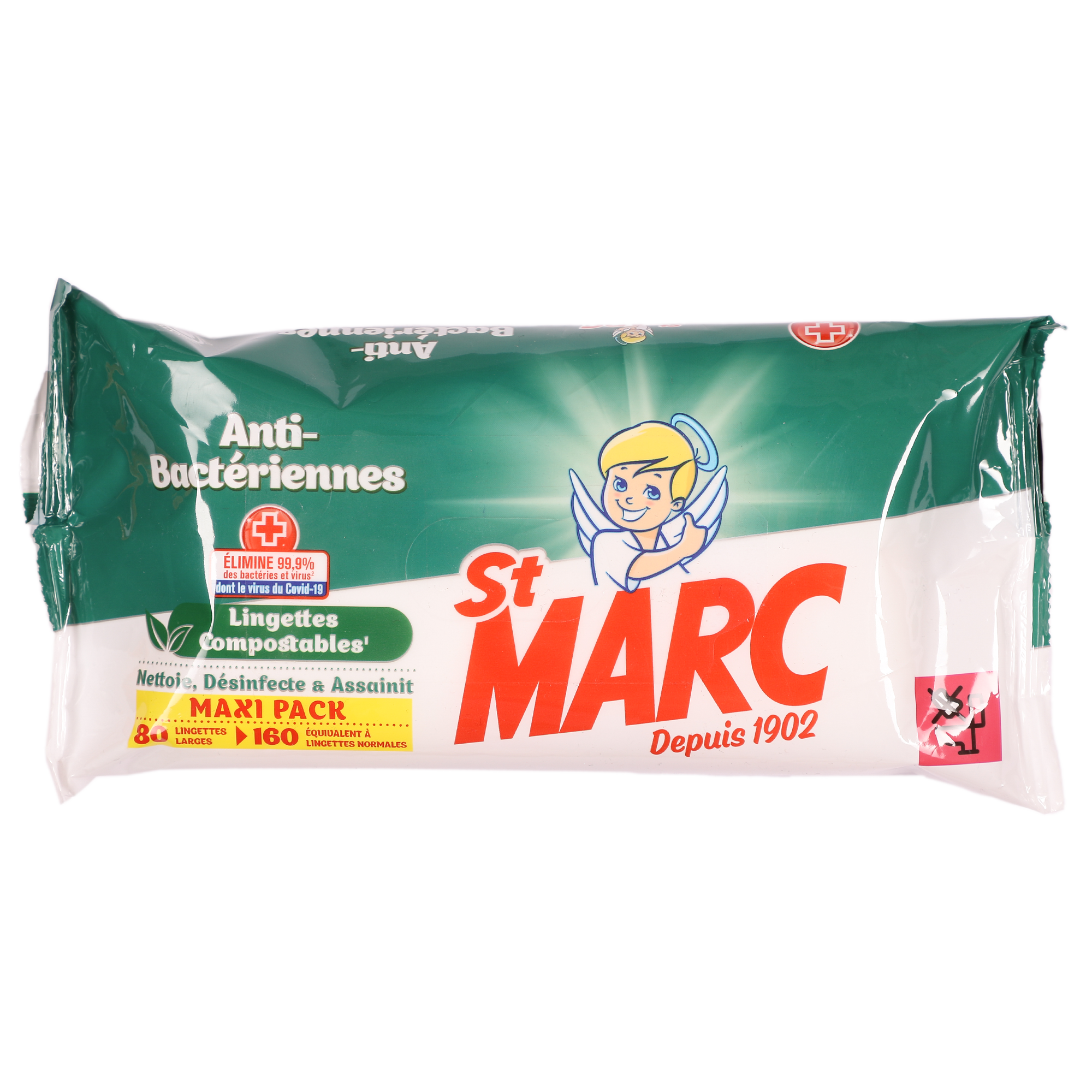 80 lingettes extra-larges antibactériennes