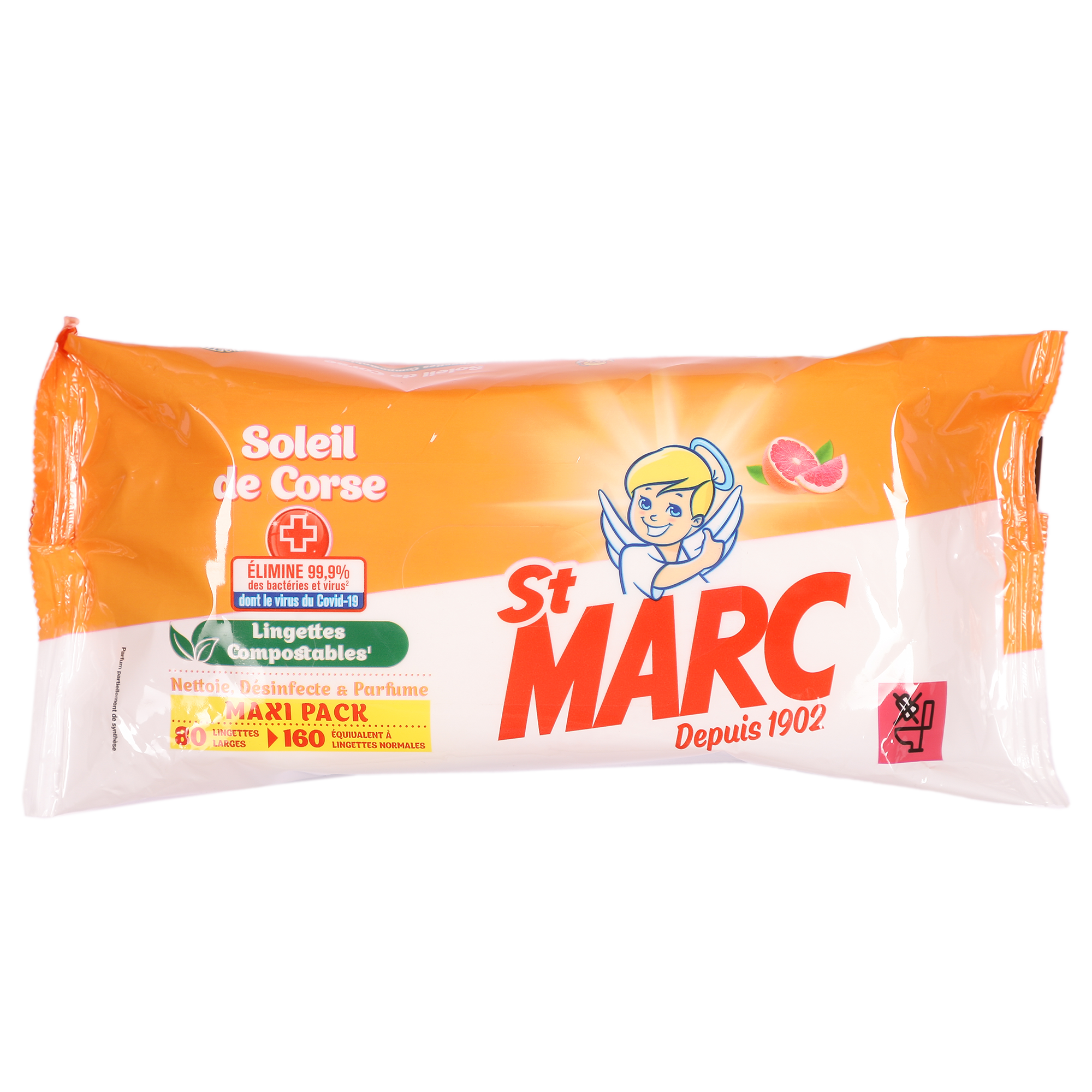 80 lingettes extra-larges antibactériennes soleil de Corse