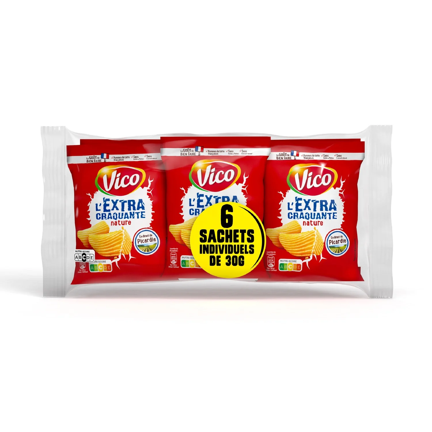 6 sachets de chips extra craquante nature