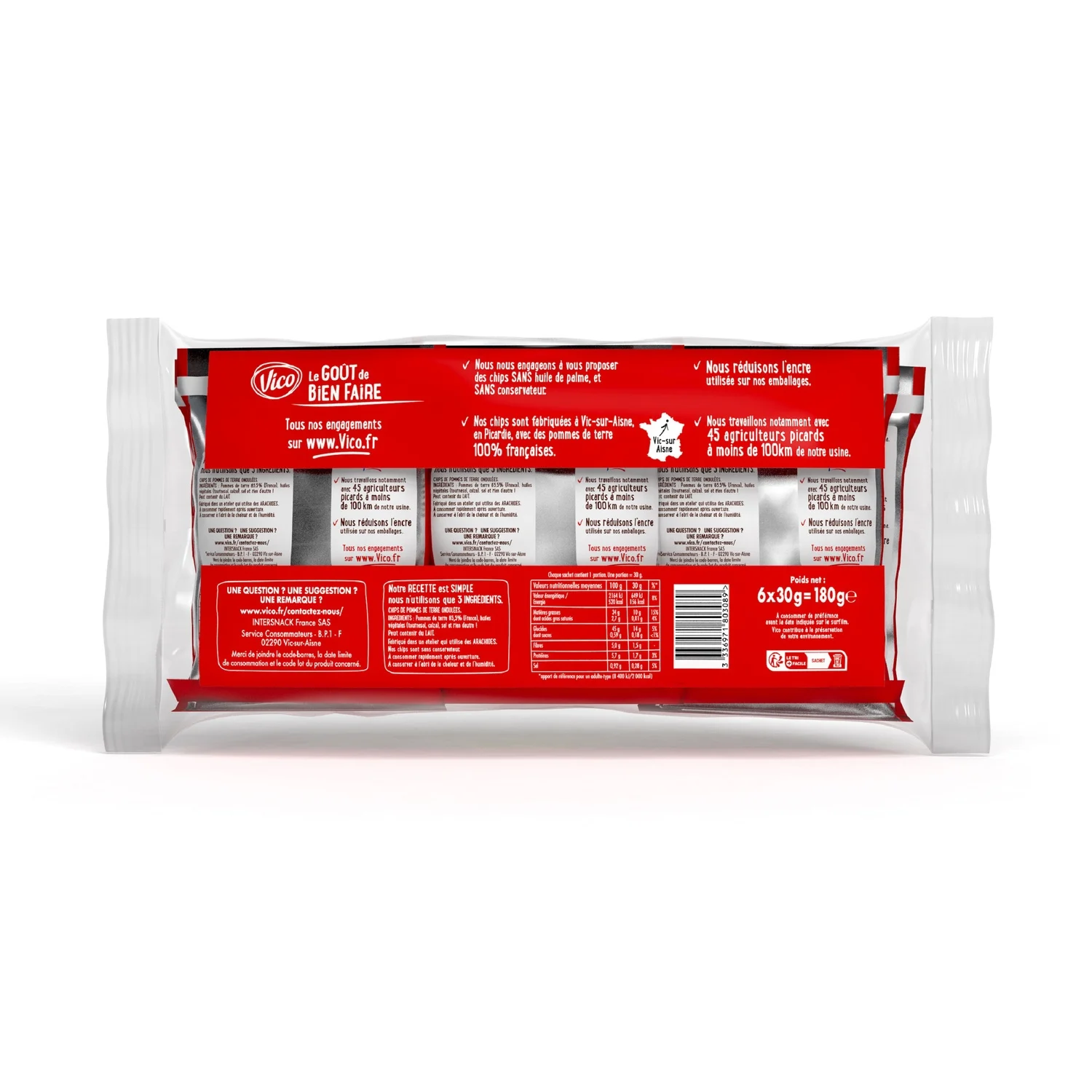6 sachets de chips extra craquante nature