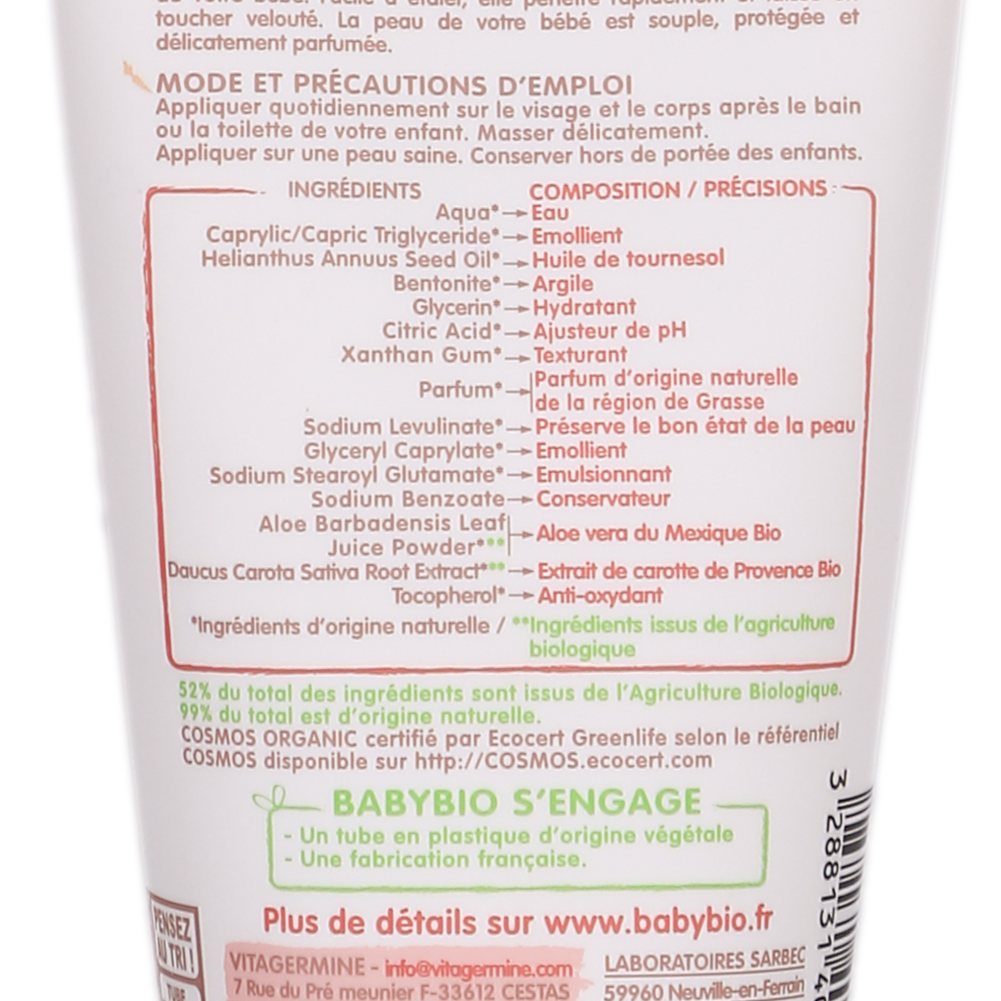 Crème hydratante visage et corps
