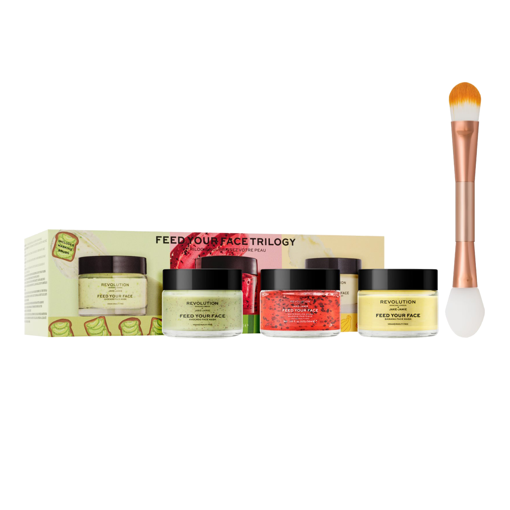3 masques visage avec pinceau