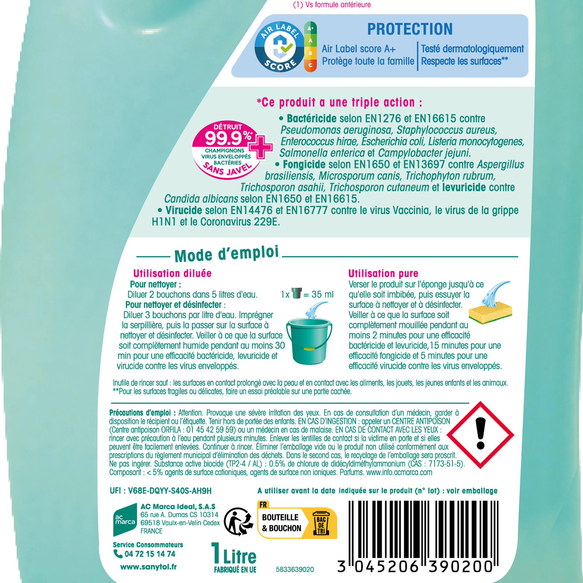 Nettoyant désinfectant sols et surface eucalyptus