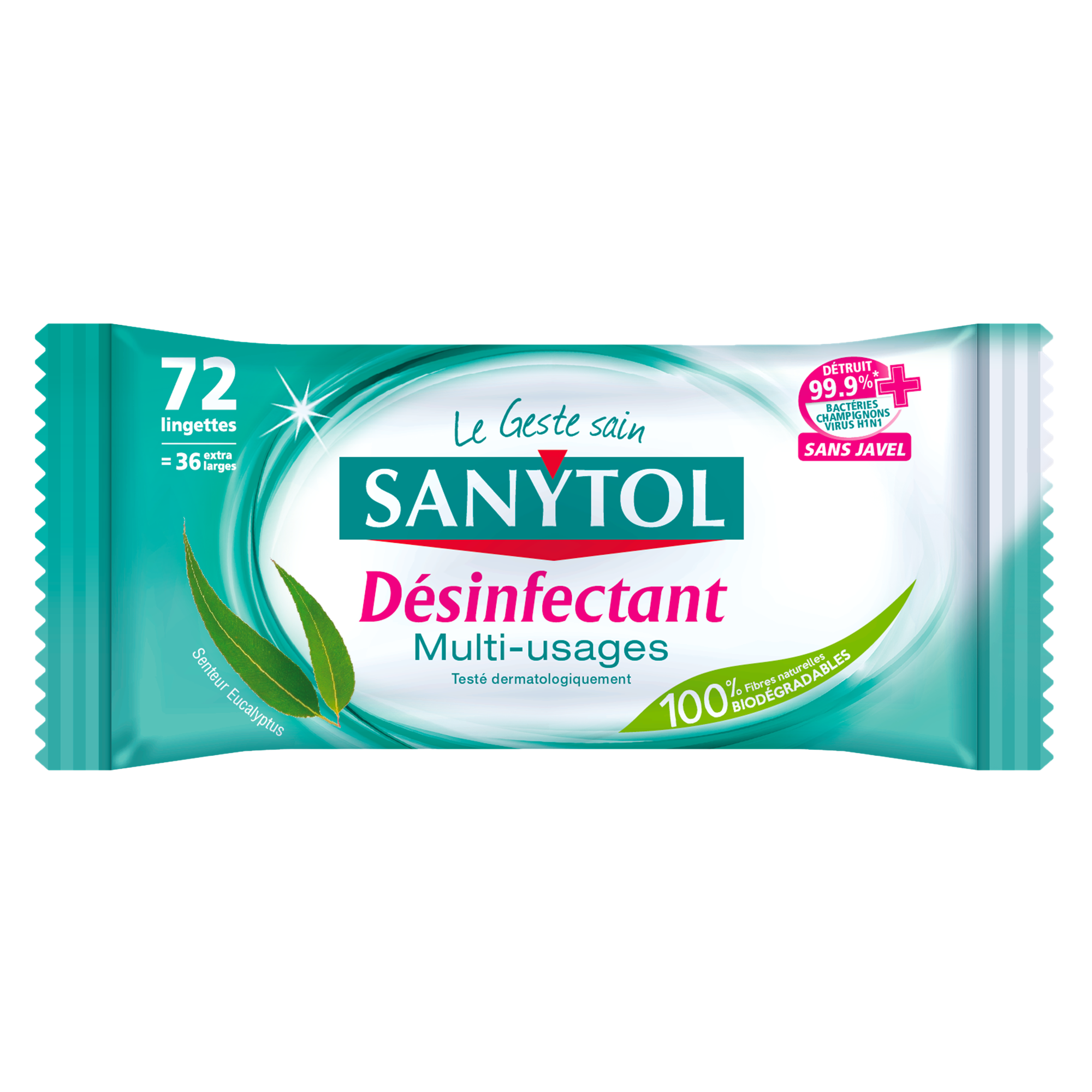 72 lingettes désinfectantes eucalyptus