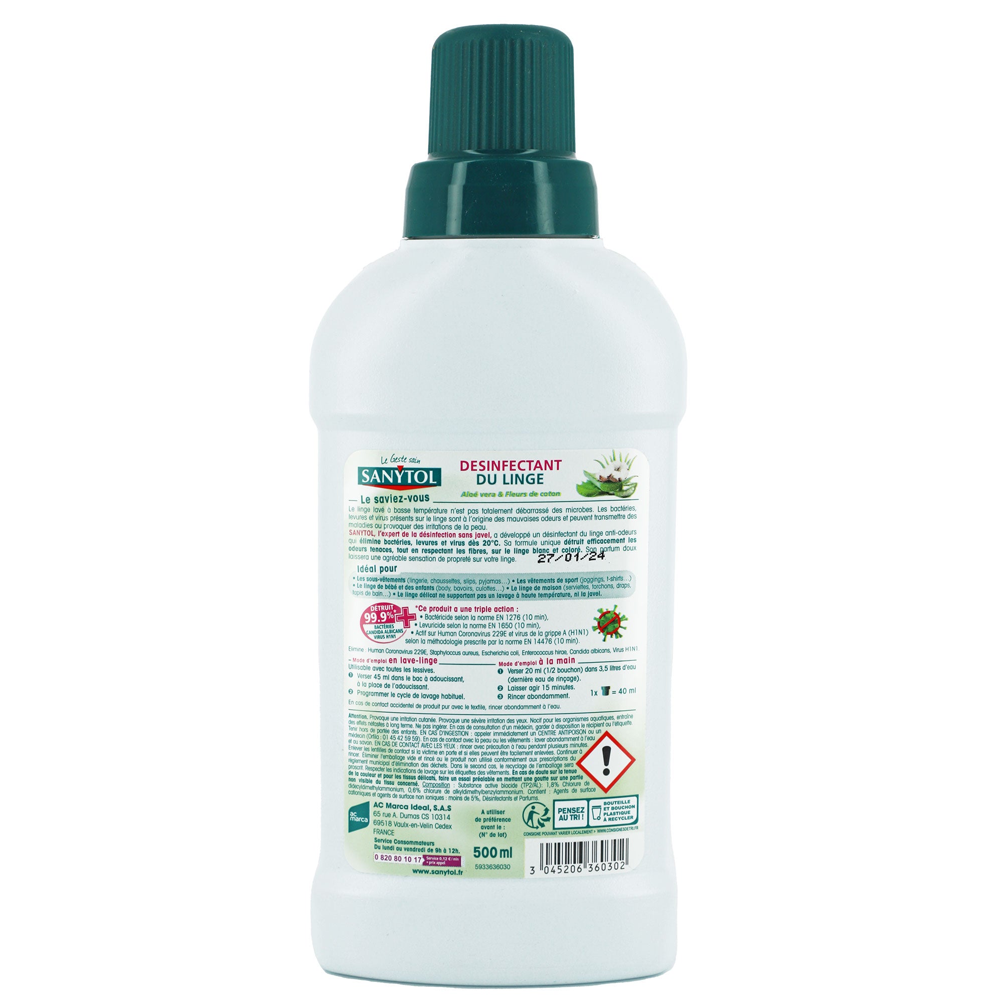 Désinfectant linge aloe vera et fleurs de coton
