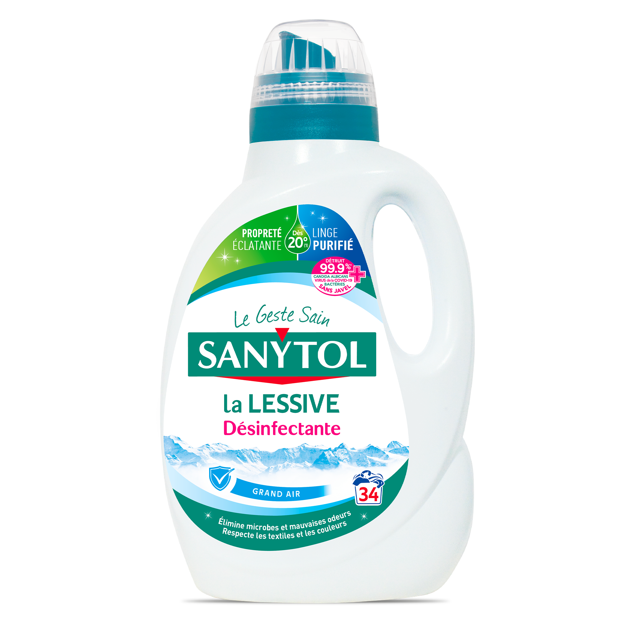 34 doses lessive liquide concentrée désinfectantes fleurs blanches