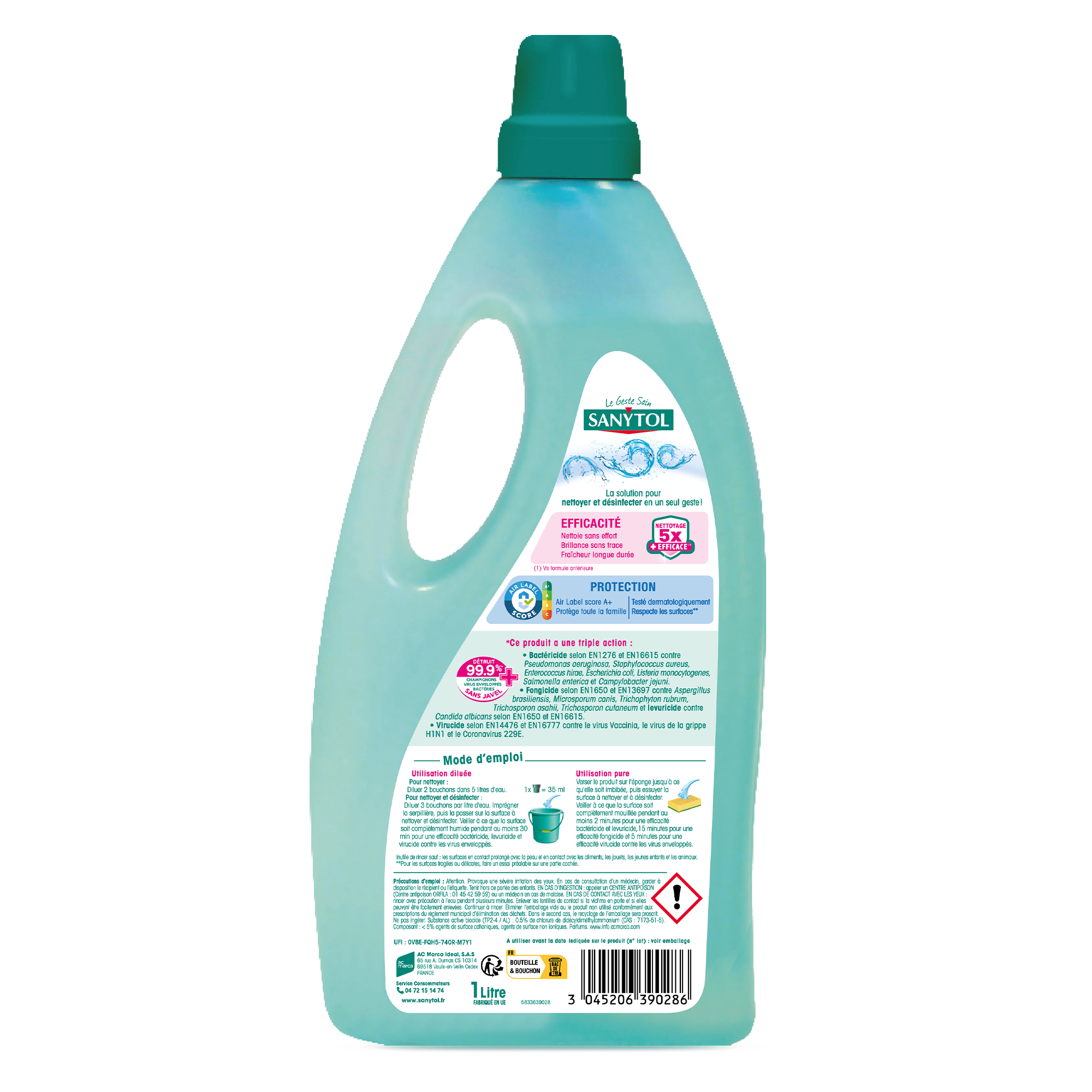 Nettoyant désinfectant sols et surfaces fraîcheur