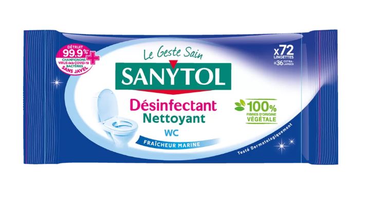 72 lingettes désinfectantes nettoyantes wc