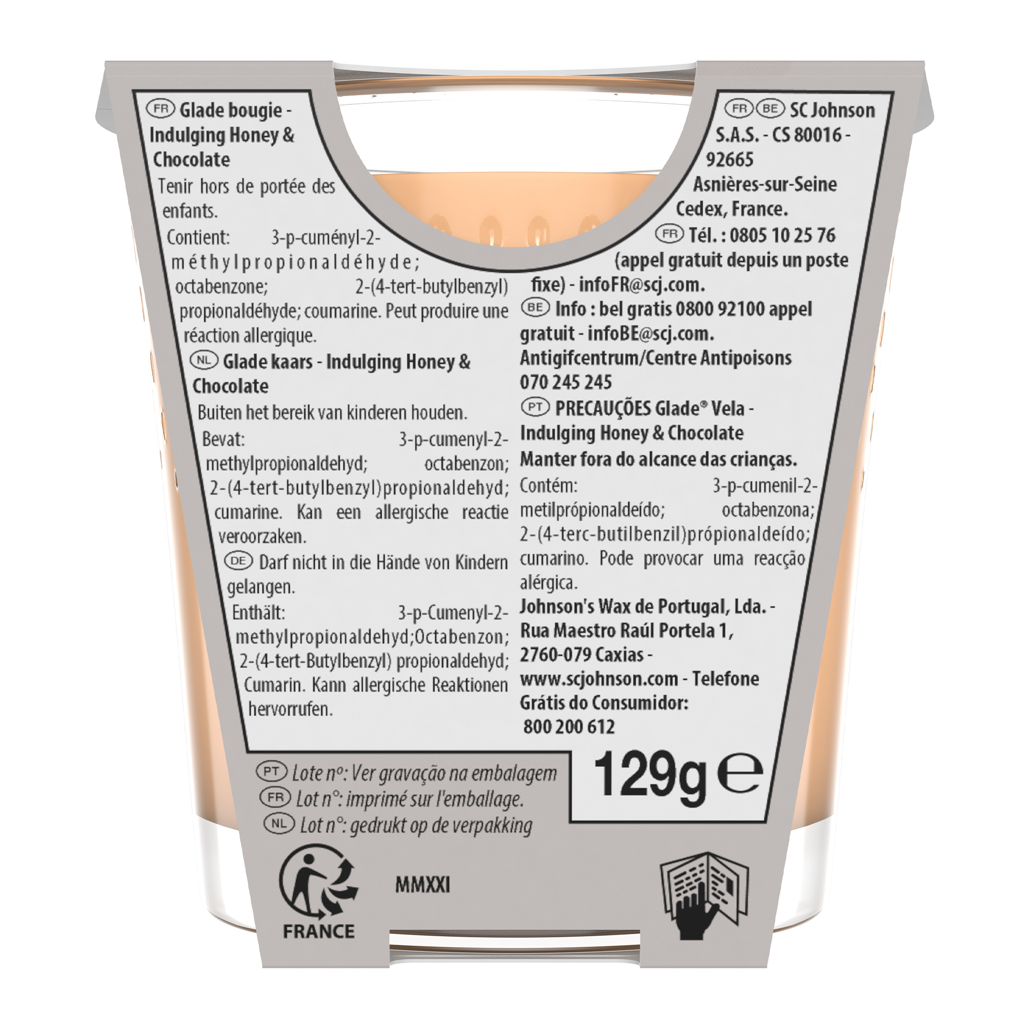 Bougie parfumée chocolat et miel