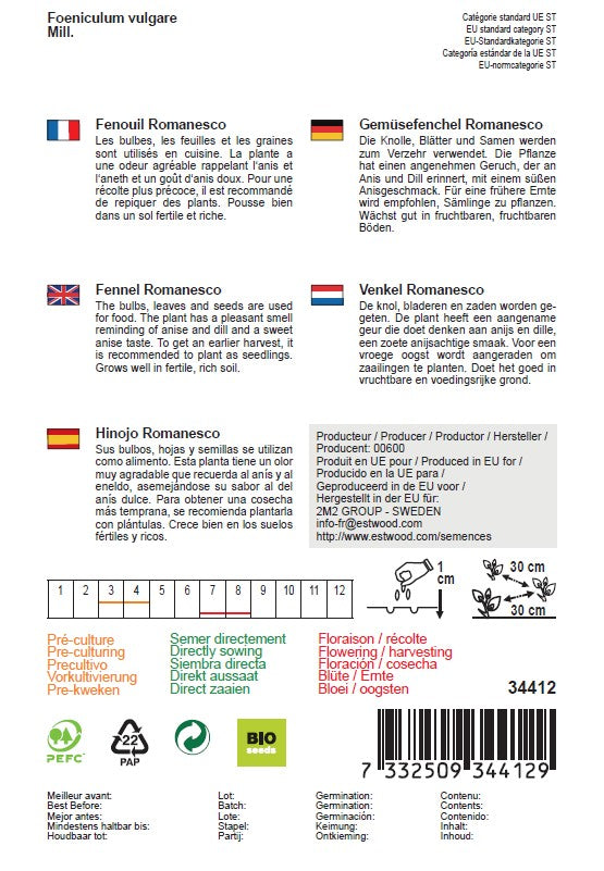 Semences de fenouil romanesco bio