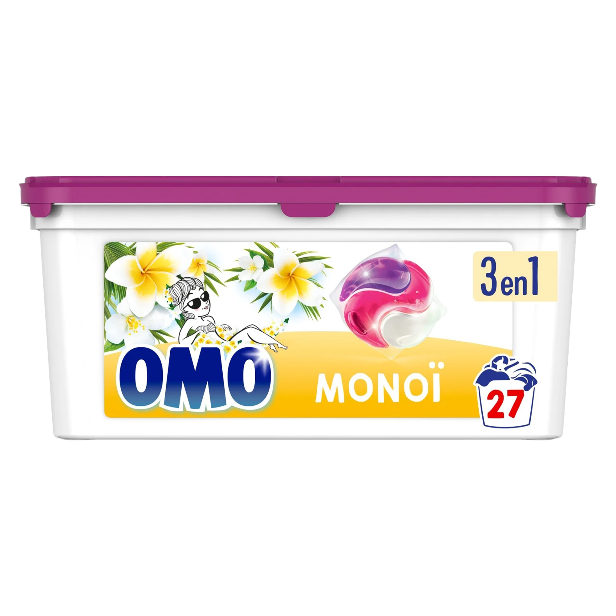 27 capsules de lessive 3 en 1 au Monoï