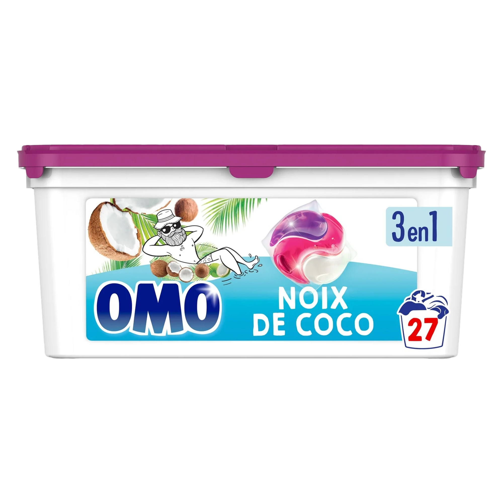27 capsules de lessive 3 en 1 à la Noix de coco