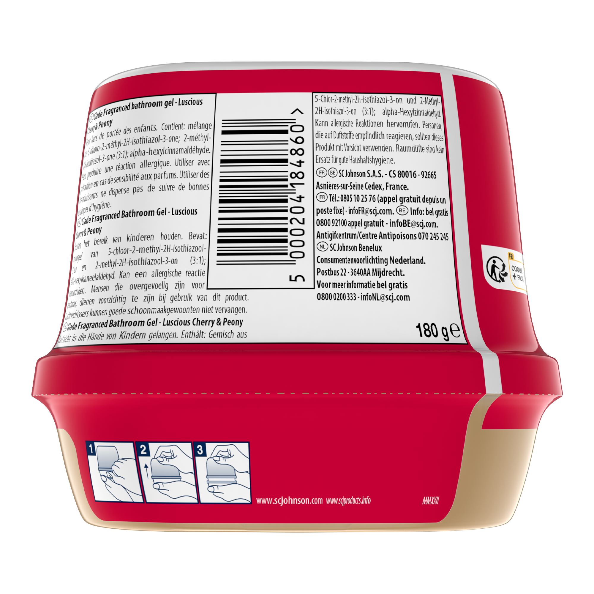 Gel désodorisant WC et salle de bain cerise
