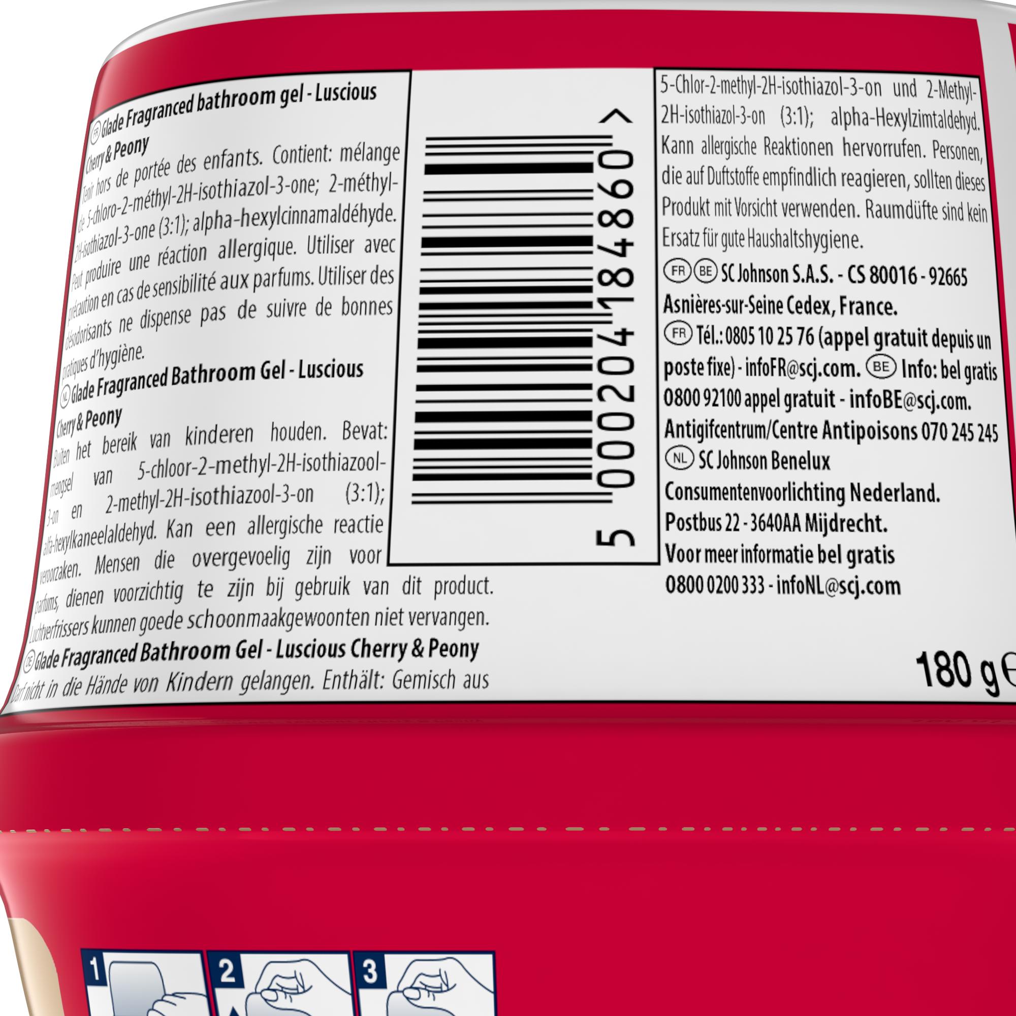 Gel désodorisant WC et salle de bain cerise
