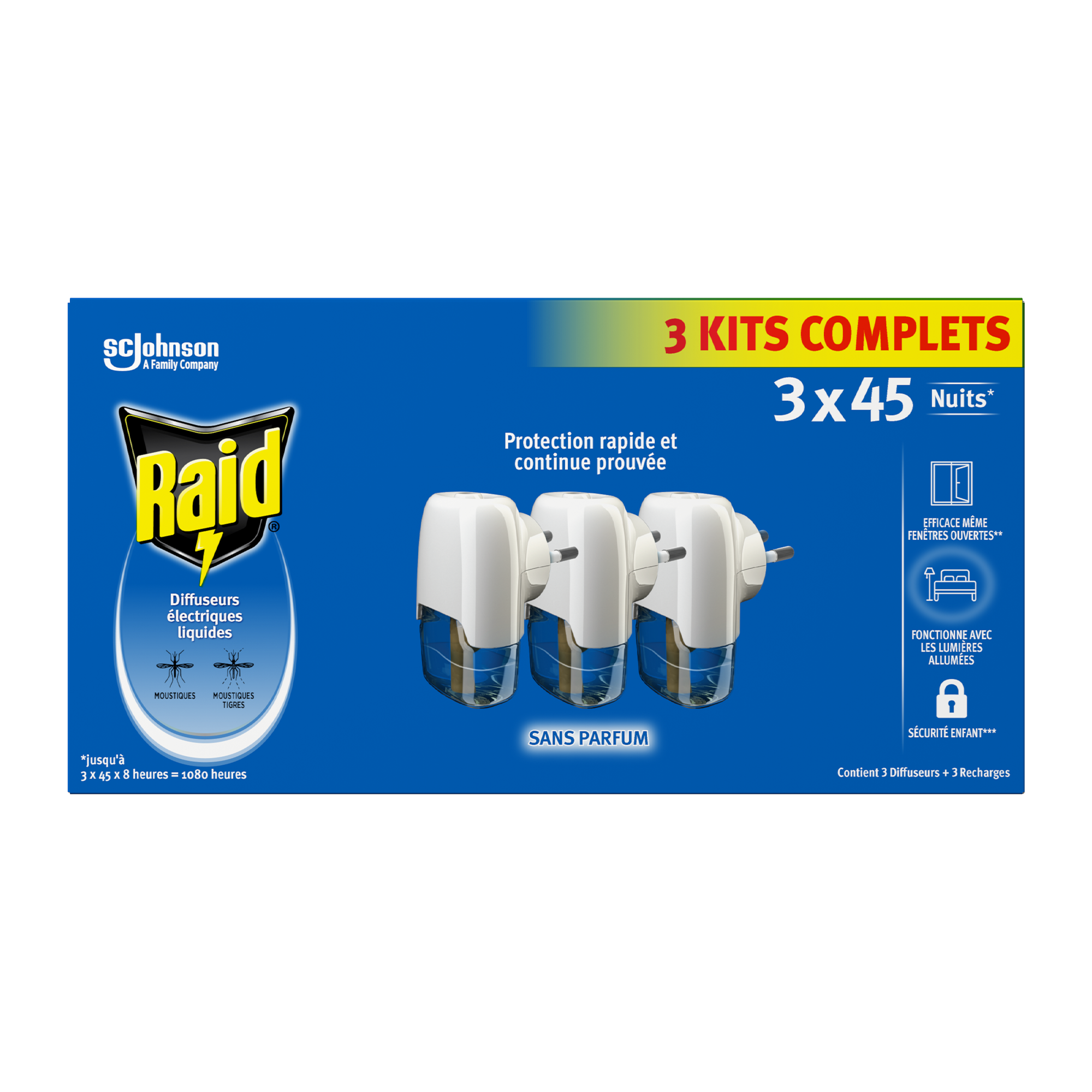 RECHARGE LIQUIDE  REPULSIF MOUSTIQUES 3 RECHARGES 45 NUITS