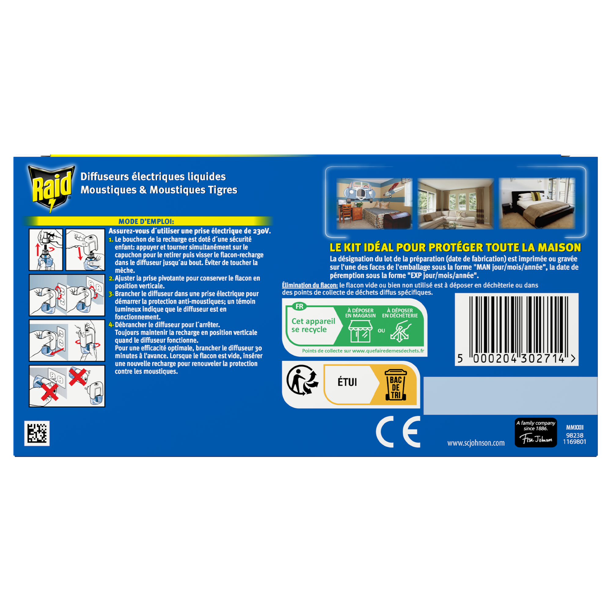 RECHARGE LIQUIDE  REPULSIF MOUSTIQUES 3 RECHARGES 45 NUITS