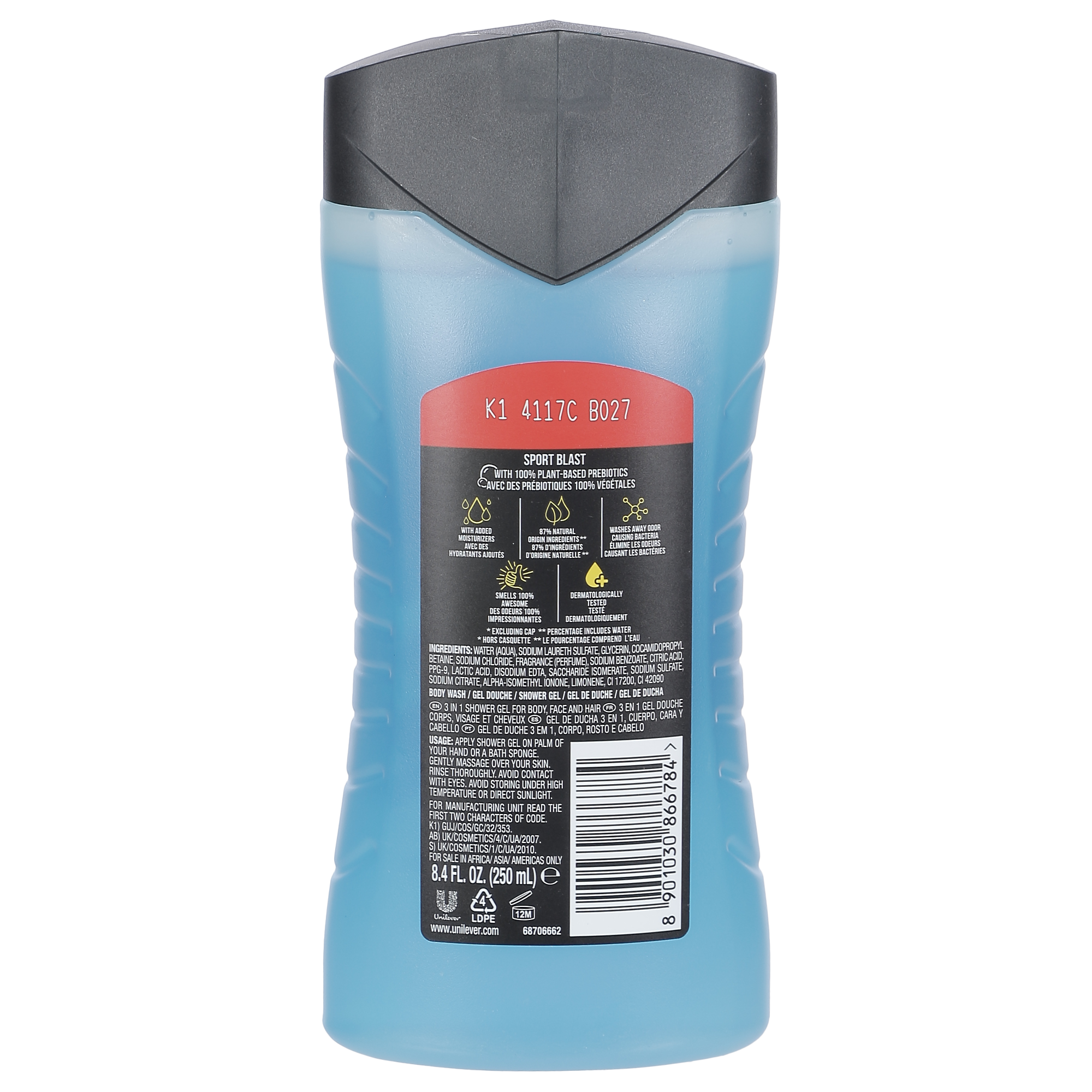 Gel douche corps et cheveux 3 en 1 Sport Blast