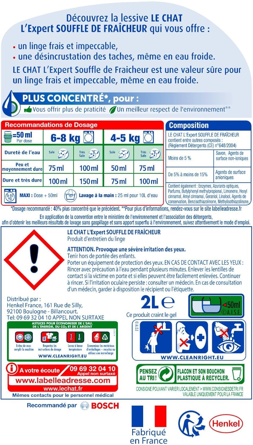 44 doses de lessive liquide souffle de fraicheur