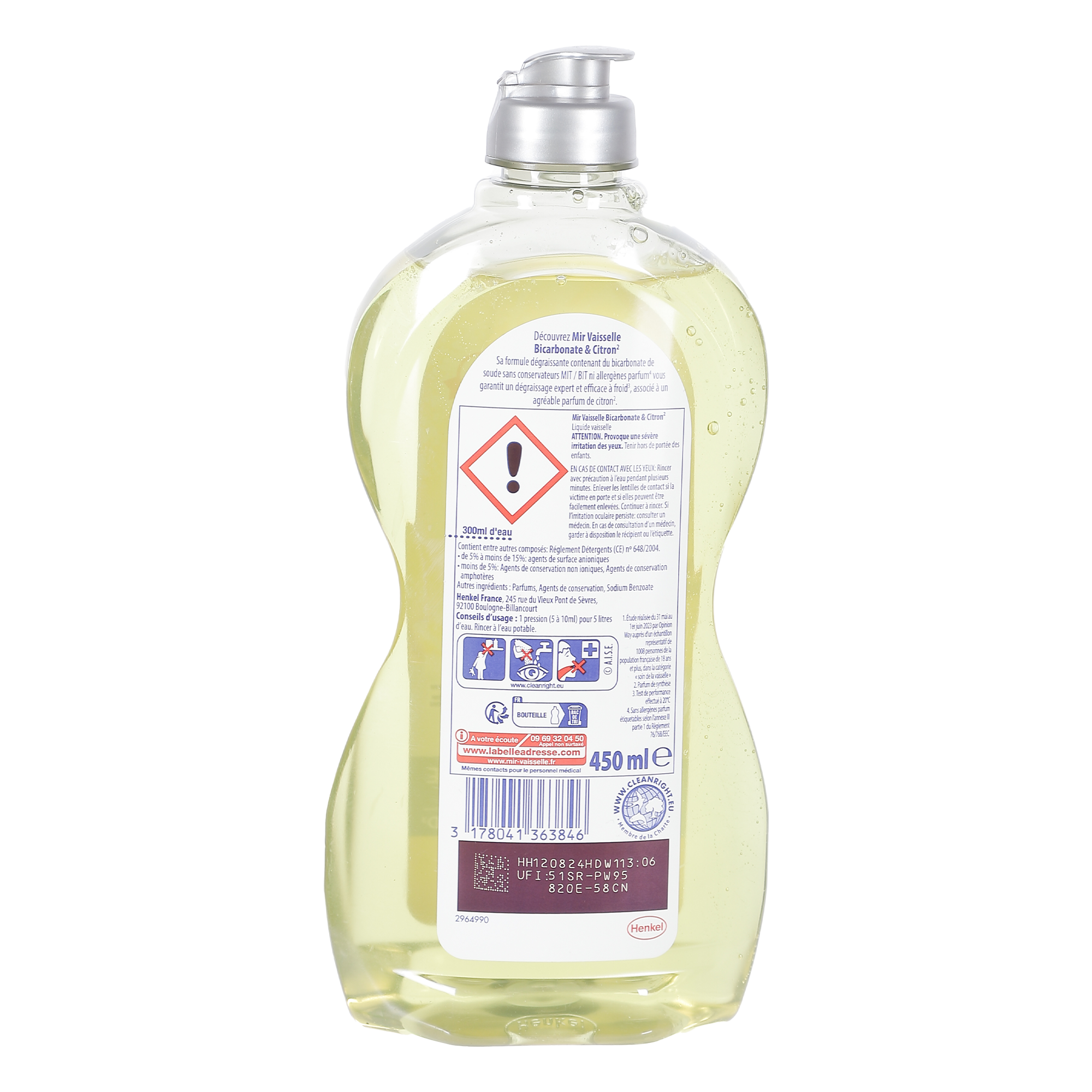 Liquide vaisselle bicarbonate et citron dégraissage expert